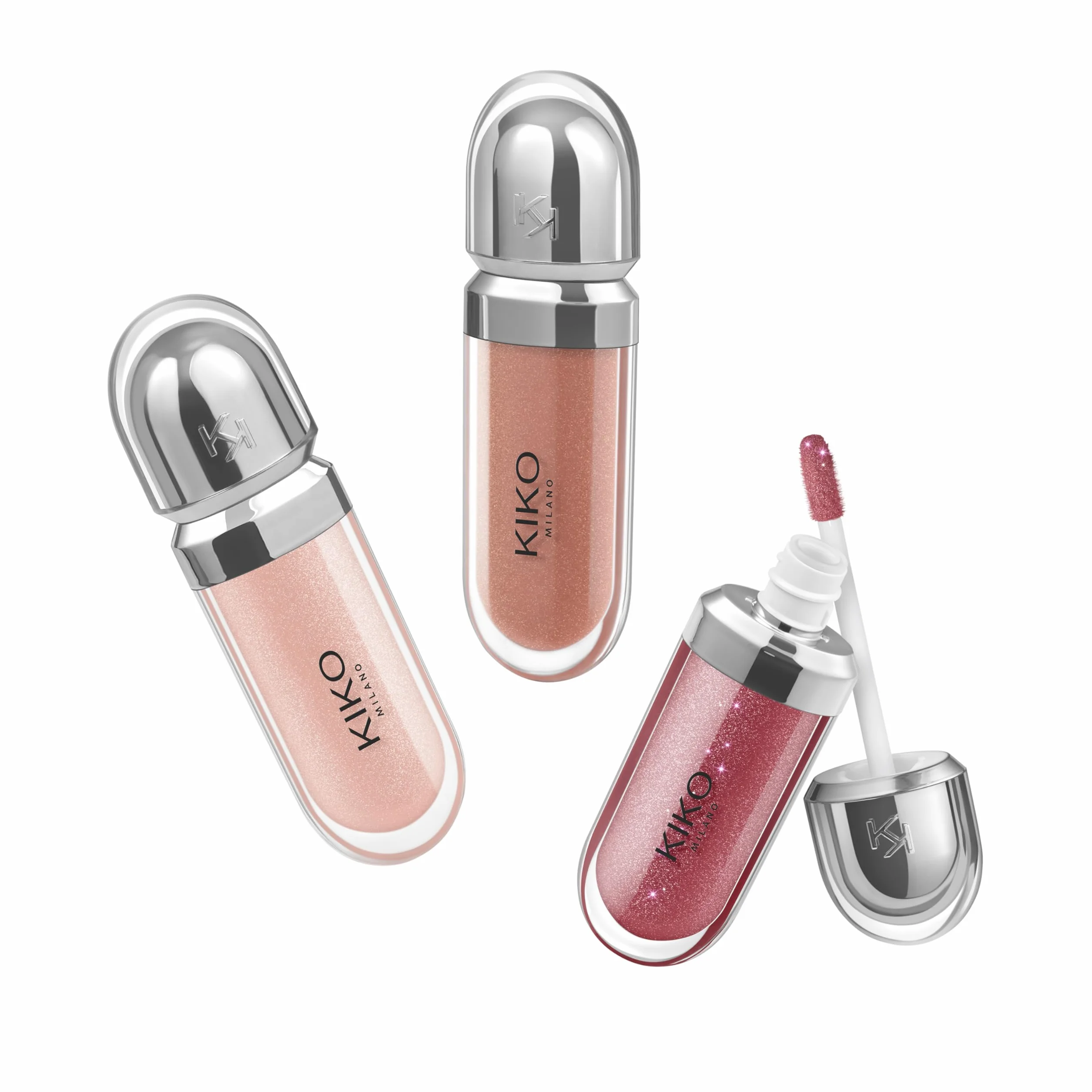 KIKO Milano Glossy Lip Set 03, Zestaw Do Ust: 3 Nawilżające Błyszczyki Do Ust Z Efektem Objętości 3D