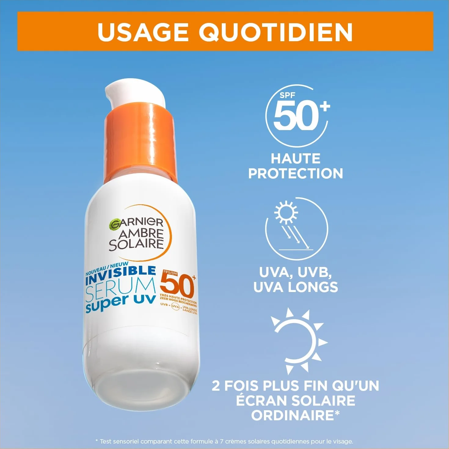 Garnier Amber Solar Super UV - Niewidzialne serum do twarzy - bardzo wysoka ochrona SPF50+ - dla wszystkich rodzajów skóry - 30 ml