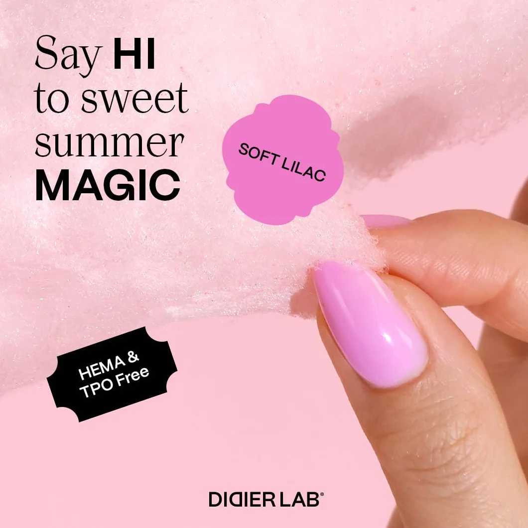Didier Lab – Premium Rubber Base Gel Soft Lilac 10 ml – Baza kauczukowa LED/UV Pastelowy Fiolet – Bez HEMA i TPO – Lakier hybrydowy podkładowy – 2w1 baza i kolor do manicure hybrydowego