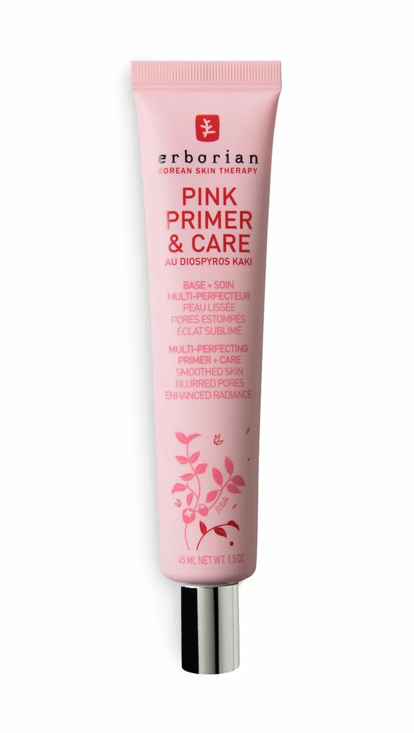 Erborian Pink Primer & Care - podkład do makijażu z ekstraktem z persyros Diospyros - podkład i nawilżający - wszystkie odcienie skóry - koreańska pielęgnacja - 45 ml