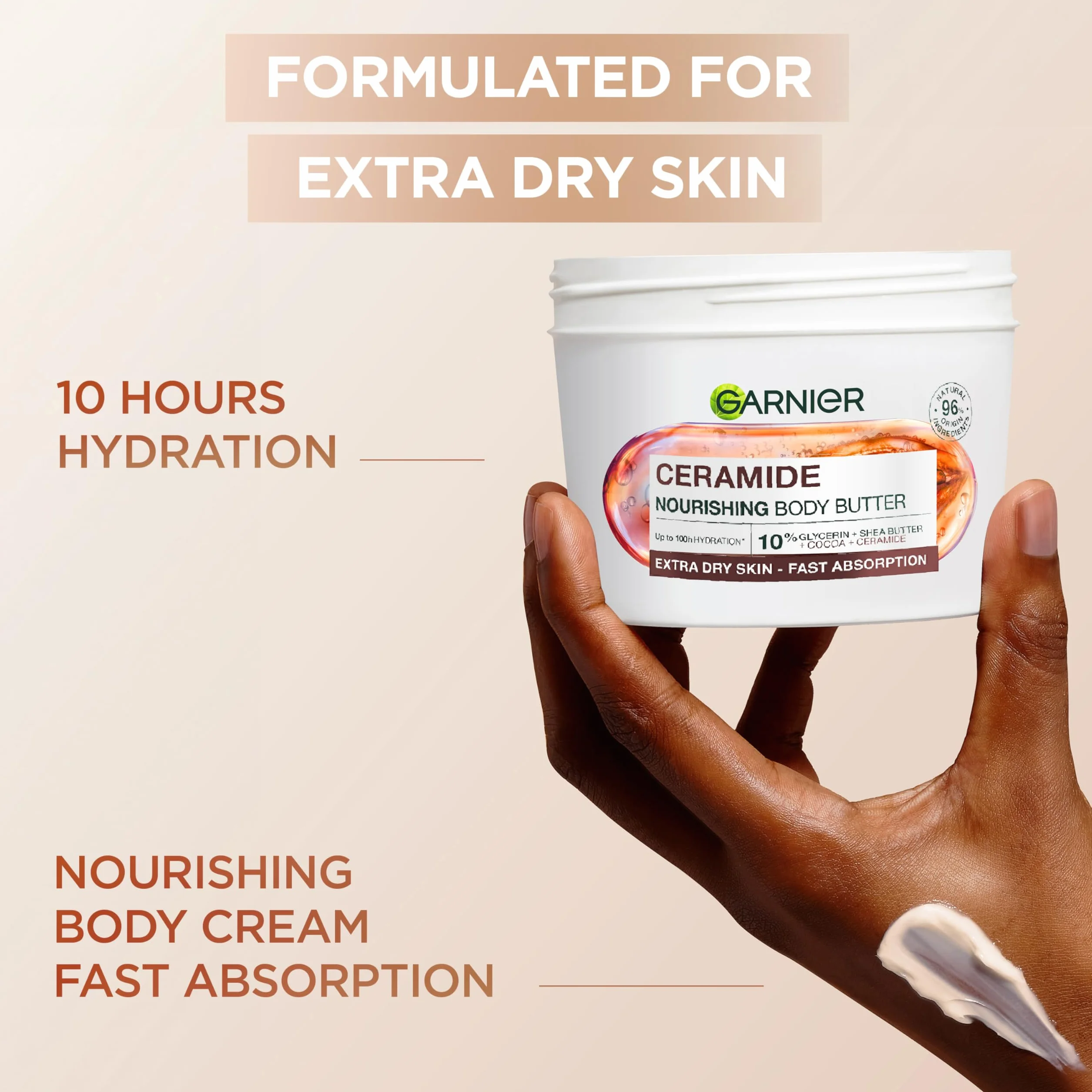 Garnier Body Superfood środek do pielęgnacji ciała 48h regenerujące masło do ciała z masłem kakaowym i ceramidami, 380 ml
