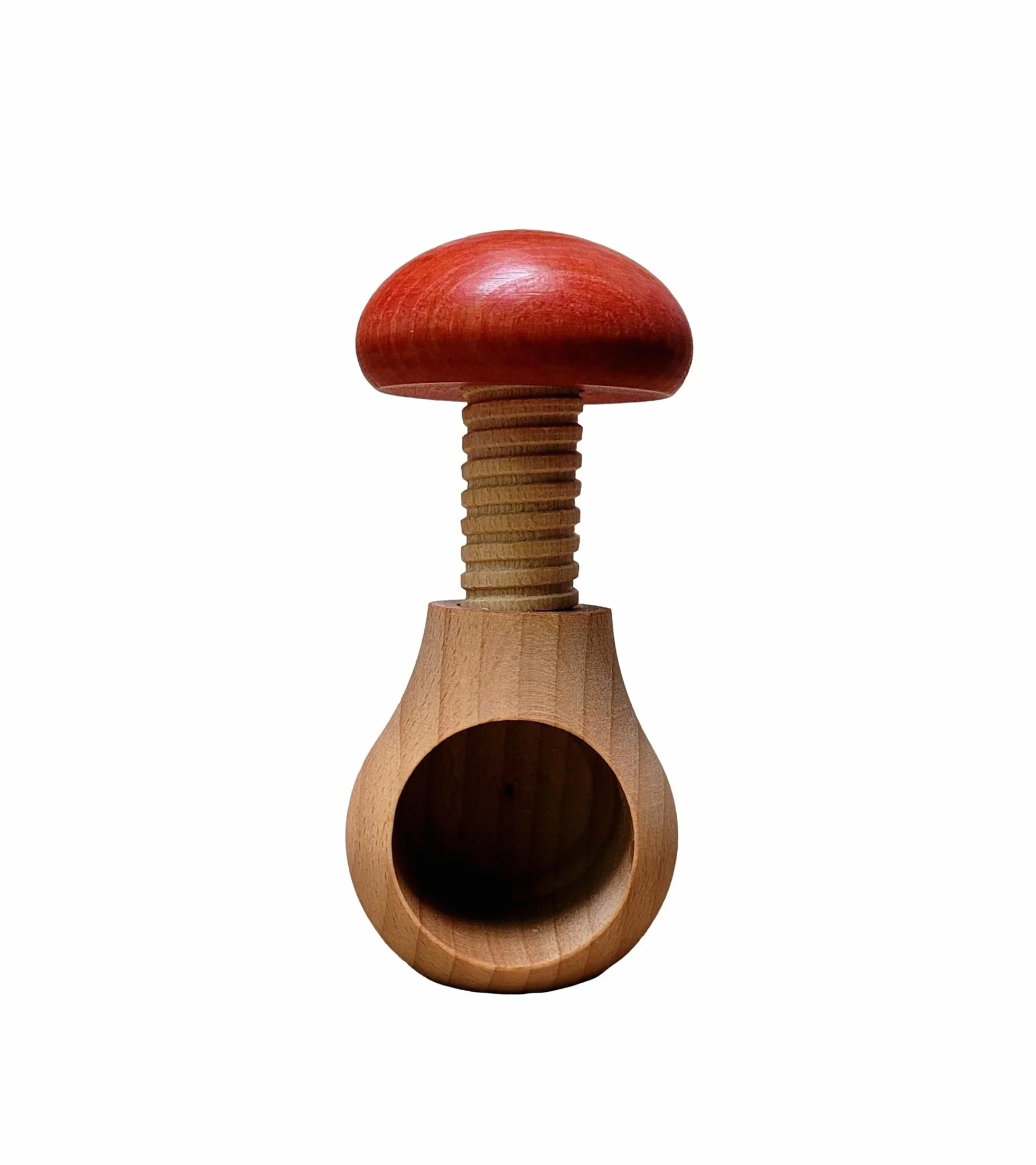 Wooden World 2 x dziadek do orzechów z naturalnego drewna bukowego - bardzo solidny grzyb czerwony