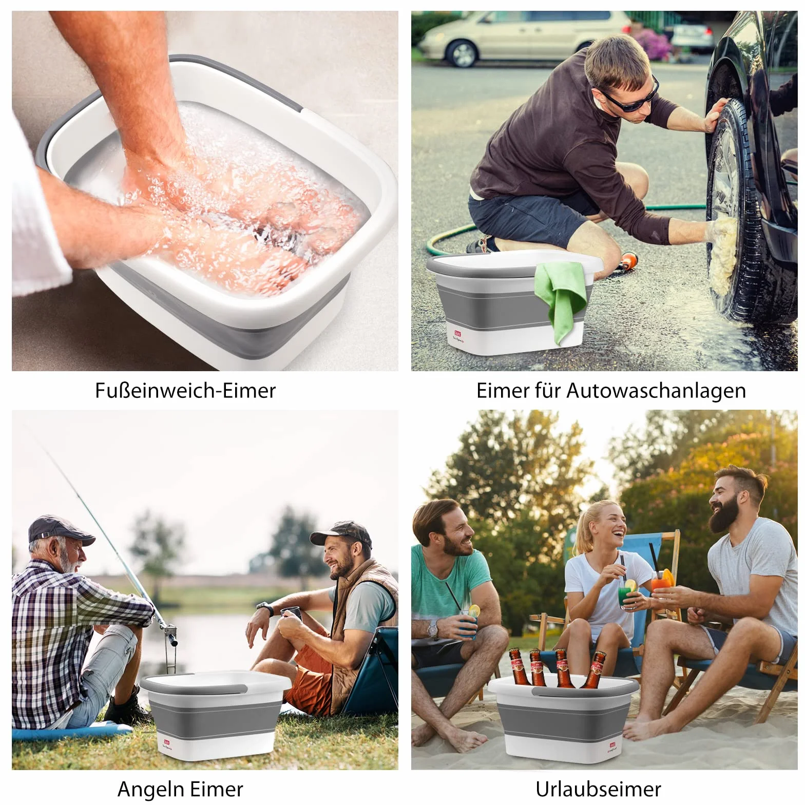 DEANIC Foot Spa, kąpiel stóp z masażerem, składana miska do pedicure, szary