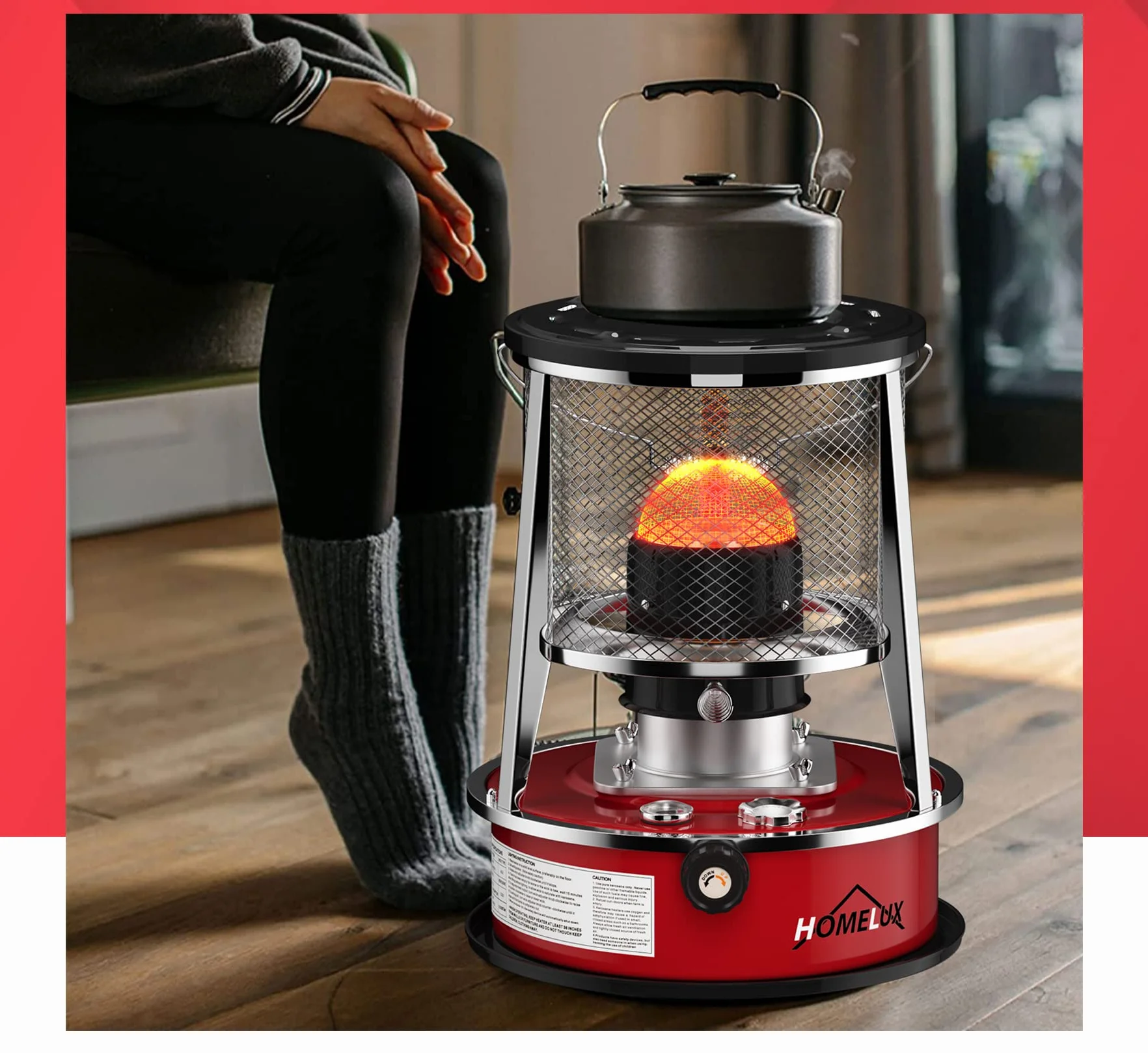 HOM piec naftowy, piec naftowy do wnętrz, [4,5 l & 8900 BTU/H] ogrzewanie naftowe, mobilne ogrzewanie bez prądu wewnątrz, ogrzewanie naftowe (DMY-229)