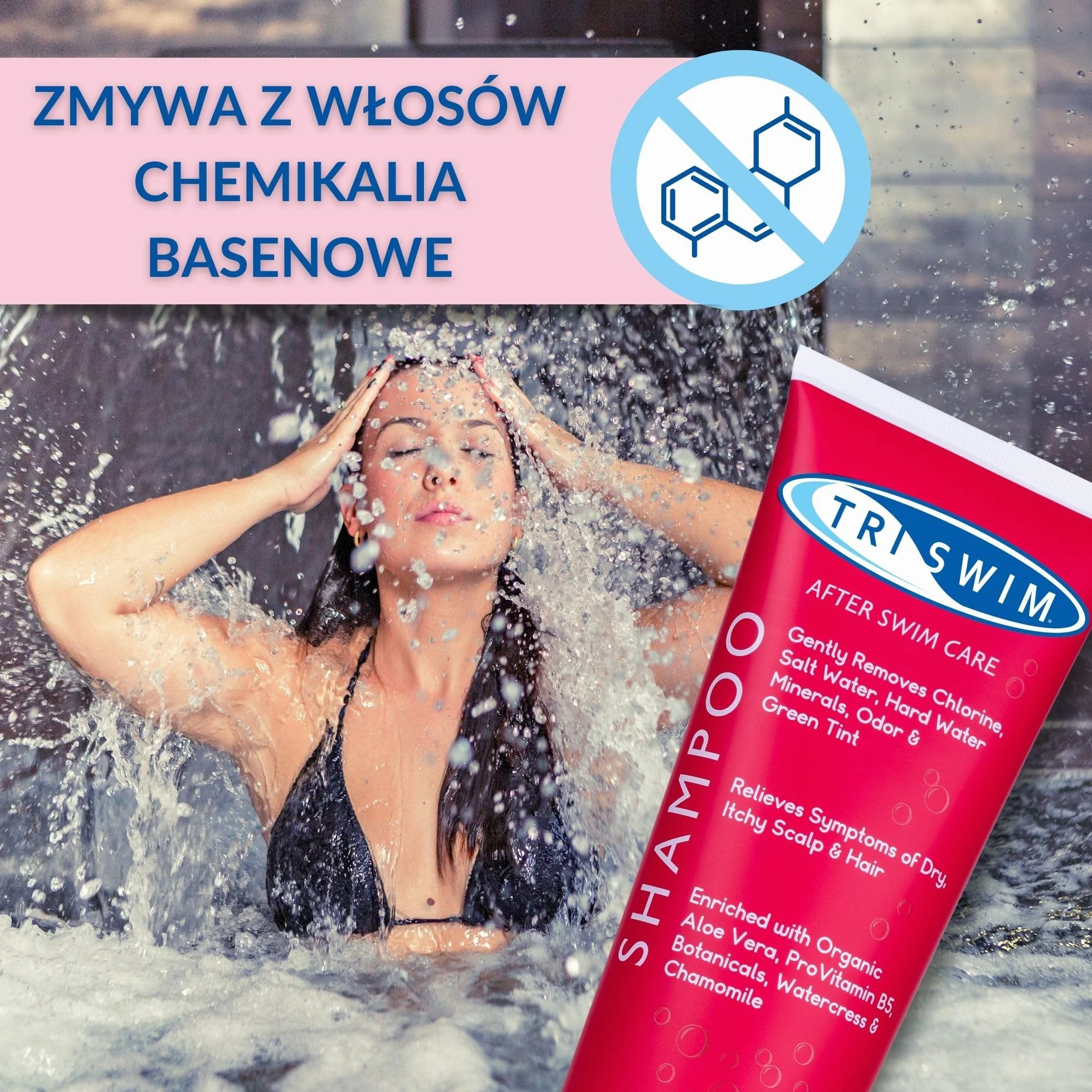 TRISWIM Zestaw do włosów po pływaniu usuwający chlor Szampon i regenerująca odżywka 250+250 ml