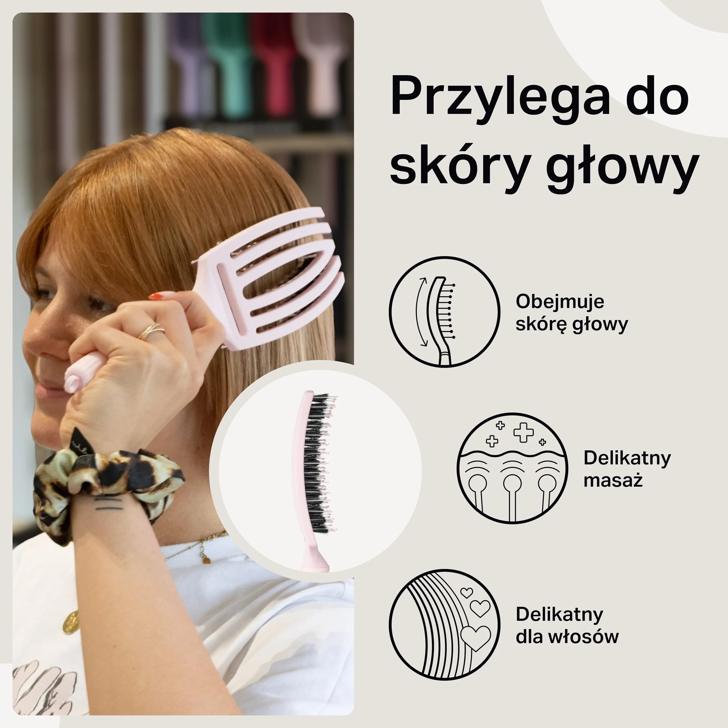 Olivia Garden Fingerbrush Care Iconic - Szczotka do rozczesywania z włosia dzika i nylonu