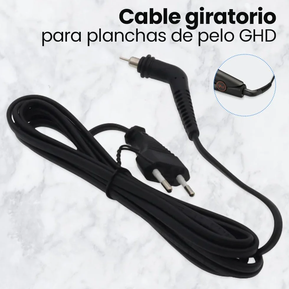 Anakel Home Wymienny kabel zasilający kompatybilny z prostownicą do włosów GHD 4.0B, 4.2B, 5.0B, MK4.2, MK5 | obrotowy kabel czarny, 1,50 m