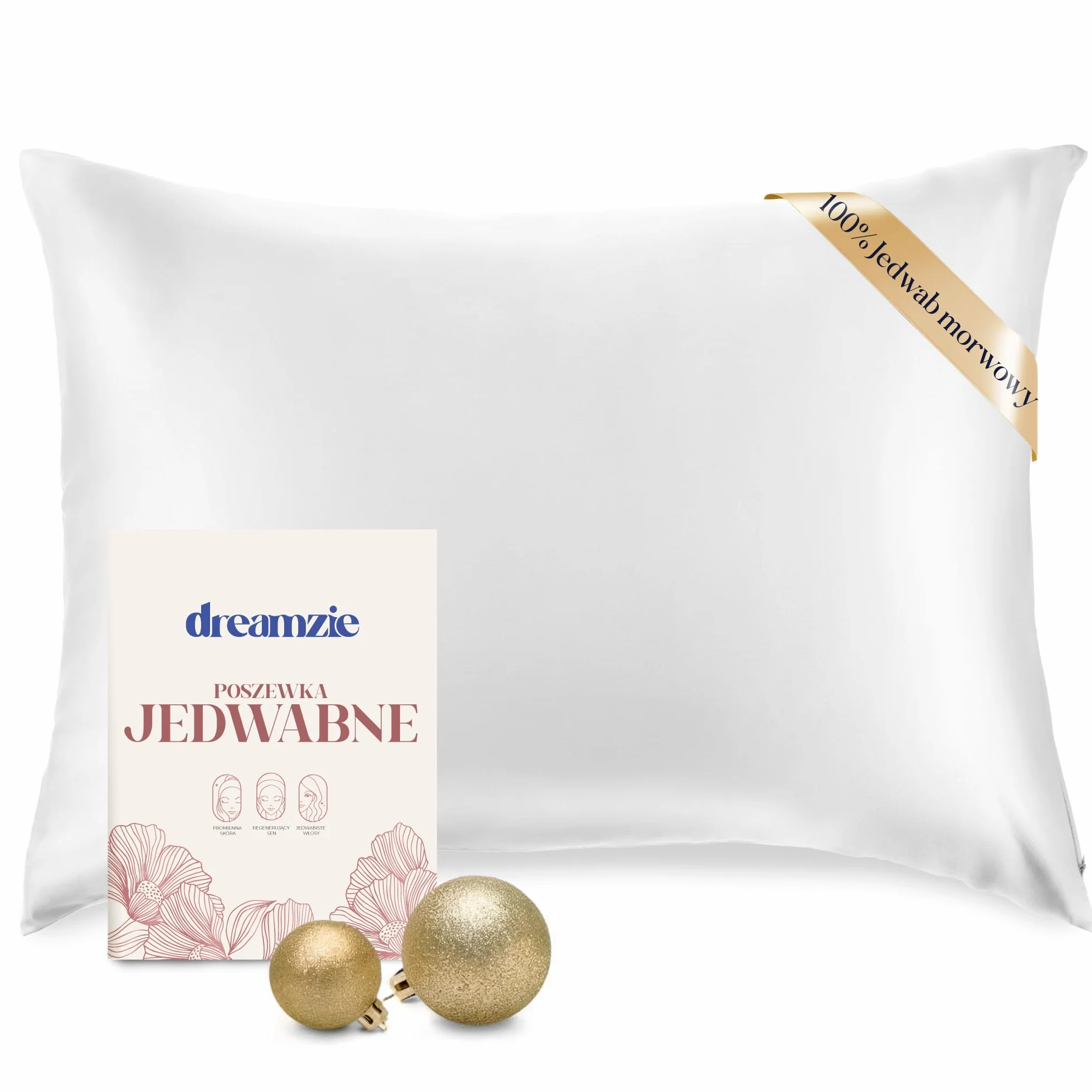 Dreamzie Jedwabna poszewka na poduszkę, Na Poduszkę, dwustronna, 100% jedwab morwowy,19 momme, Öko-Tex®, jedwabna dla skóry i włosów, przeciw starzeniu się, przeciw pluskwom