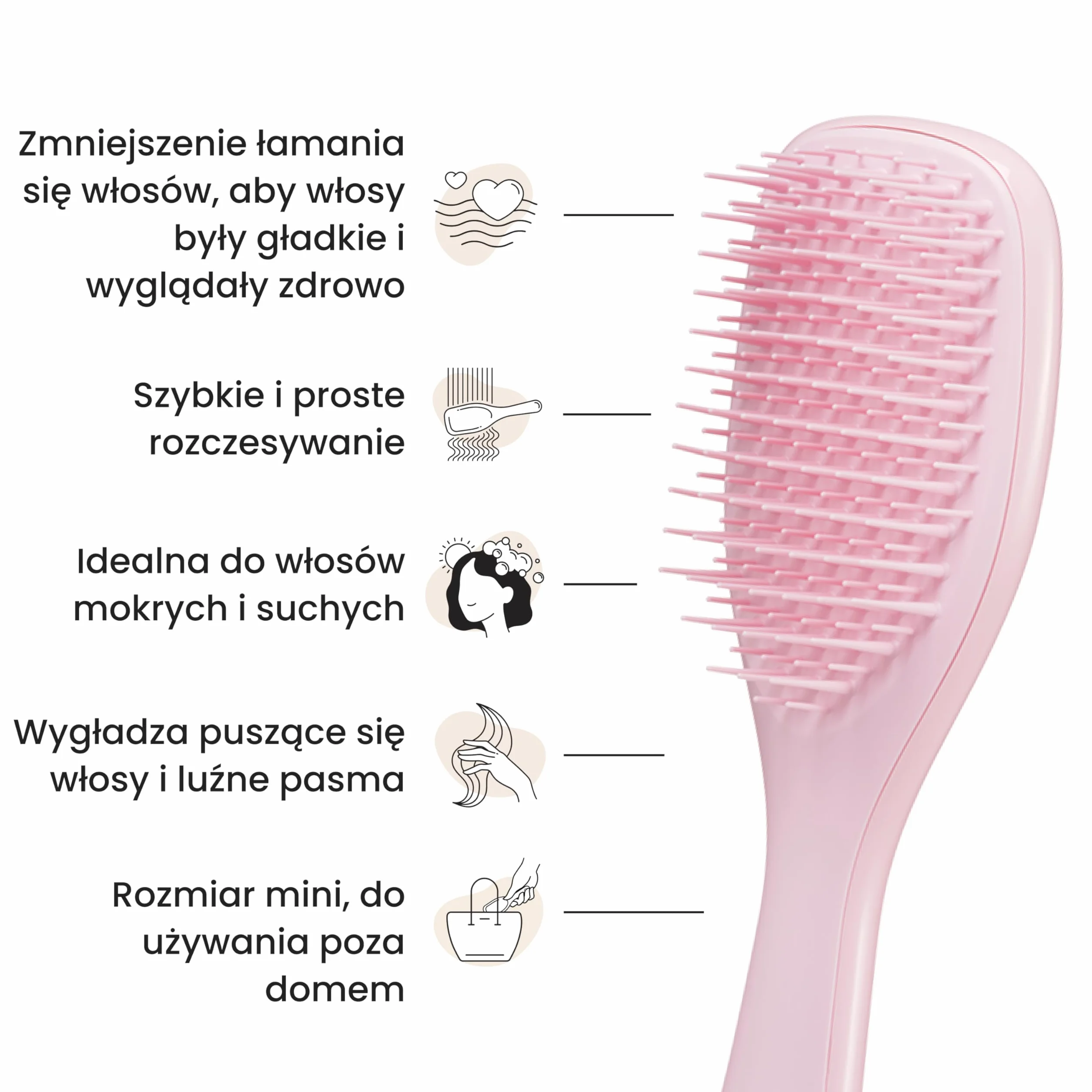 Tangle Teezer Mini Ultimate Detangler - do włosów mokrych i suchych - szczotka do rozczesywania do wszystkich rodzajów włosów - idealna szczotka dla dzieci i w podróży - Milenijny róż