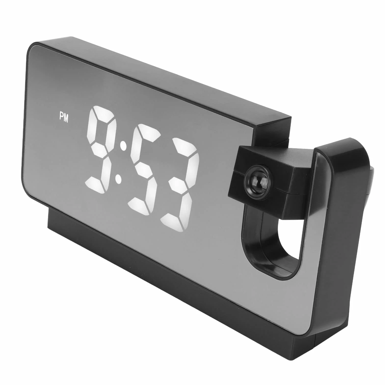 Budzik Projekcyjny do Sypialni, Projektor 180° Cyfrowy Budzik z Dużym Ekranem LED, Zegar Cyfrowy Budzik LED HD z datą i godziną Zegar Temperatury dla Osób śpiących (Czarny)
