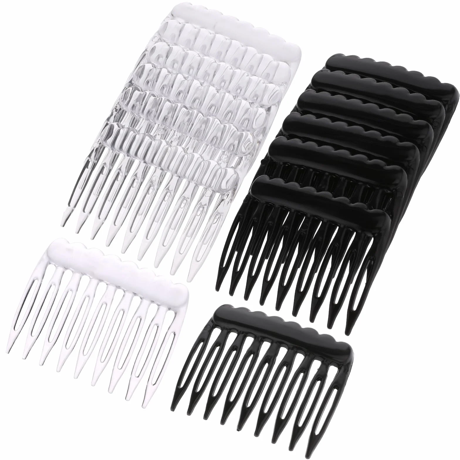 Grzebień do włosów z tworzywa sztucznego 24 sztuki 4,8 x 4 cm czarne przezroczyste