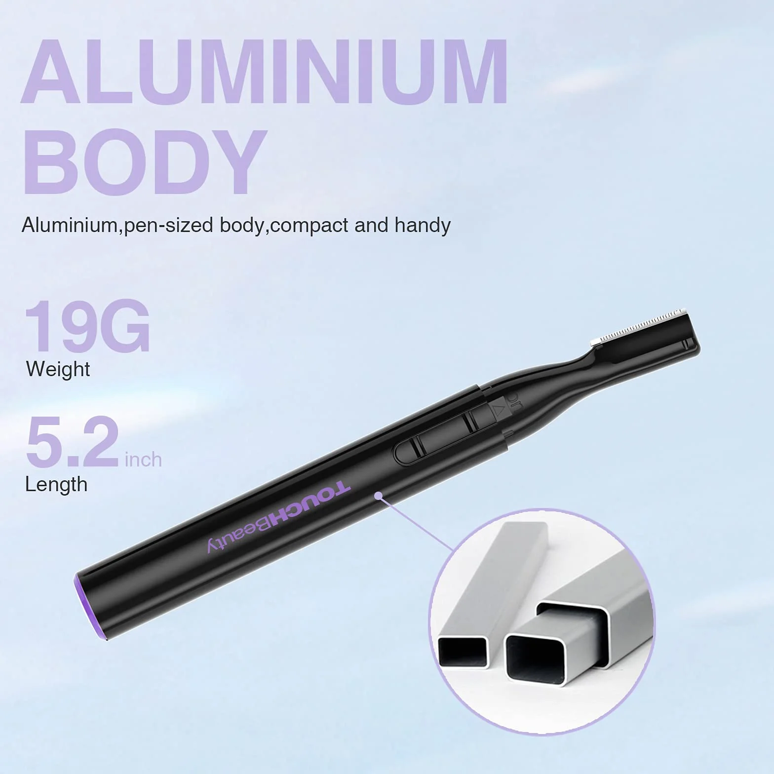 TOUCHBeauty Elektryczny trymer do brwi, przyrząd do usuwania włosów brwi, bezbolesny trymer do włosów na twarzy dla kobiet, przenośna golarka damska AG-815B (czarna)