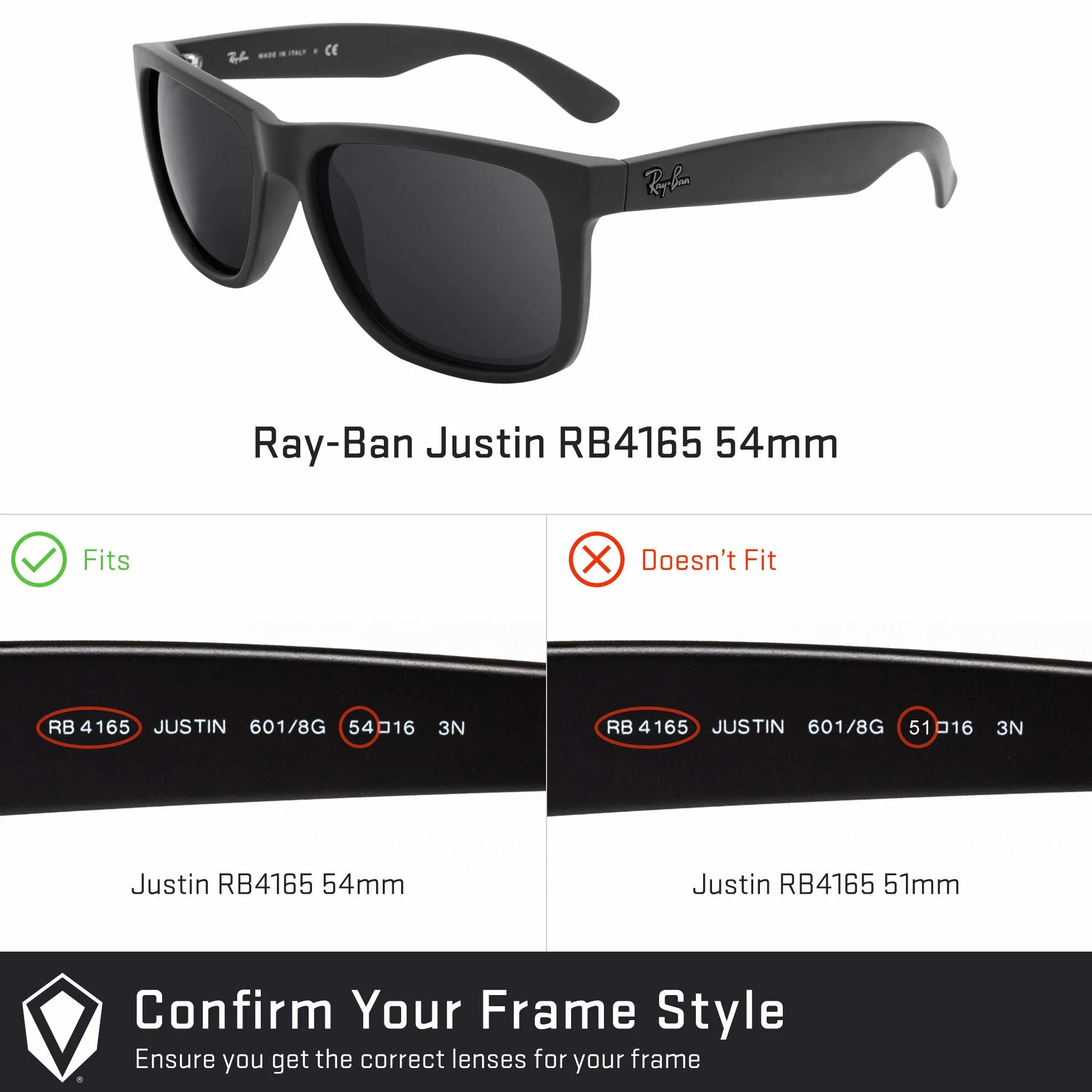 Zapasowe soczewki do Ray-Ban Justin RB4165 54mm