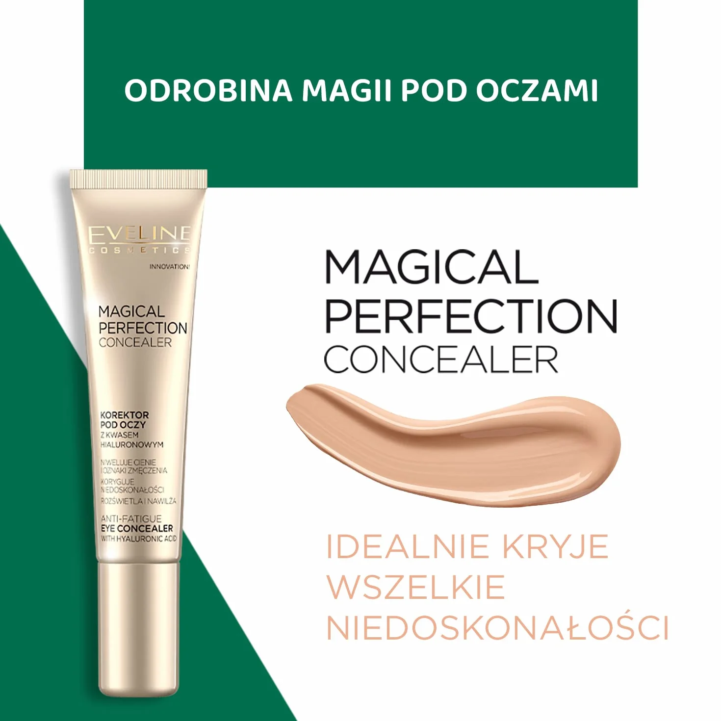 Eveline Cosmetics Magical Perfection Concealer Korektor pod oczy, 15 ml, nr 02A Light Vanilla