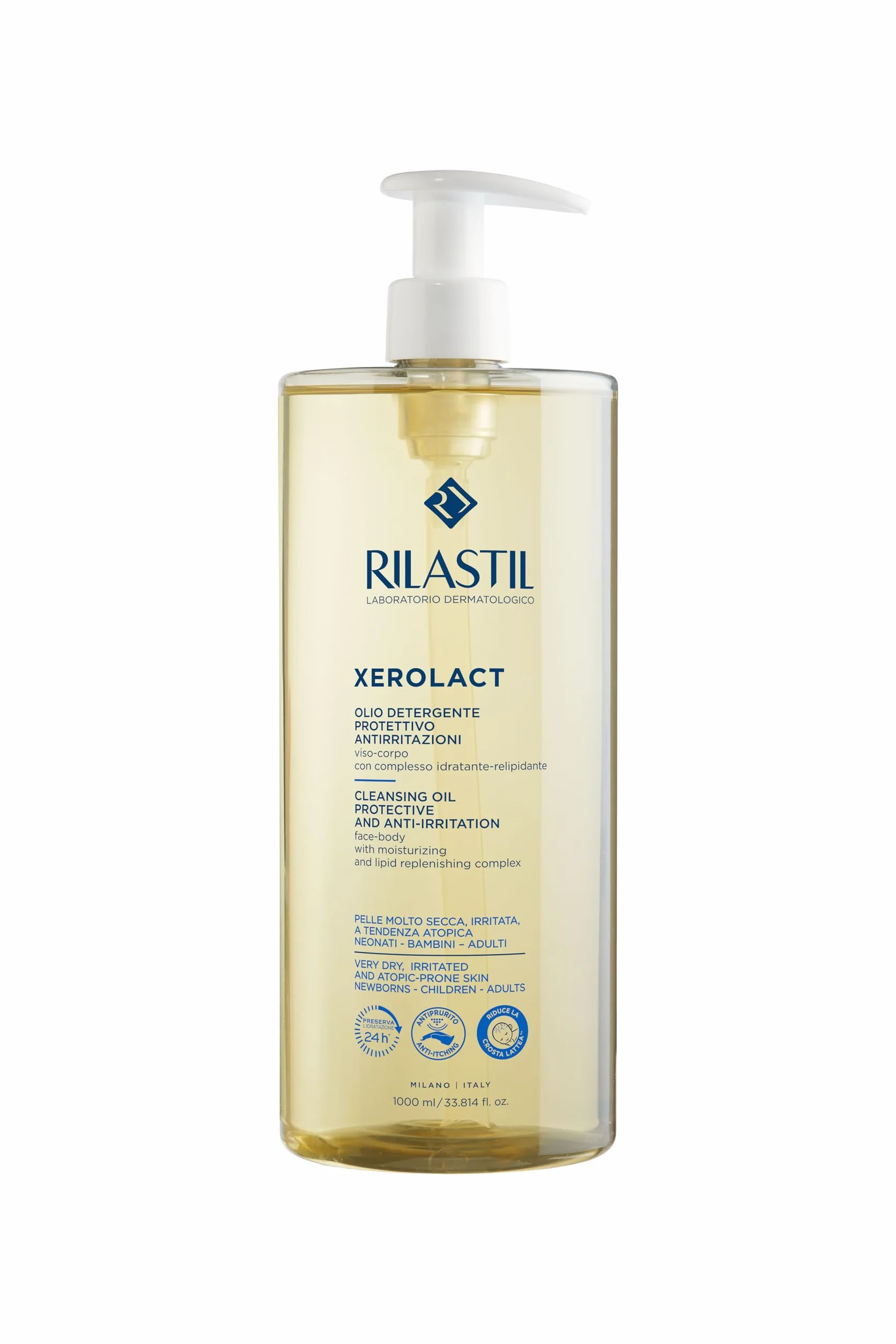 Rilastil Xerolact ochronny olejek oczyszczający do twarzy i ciała przeciw podrażnieniom, 1000 ml