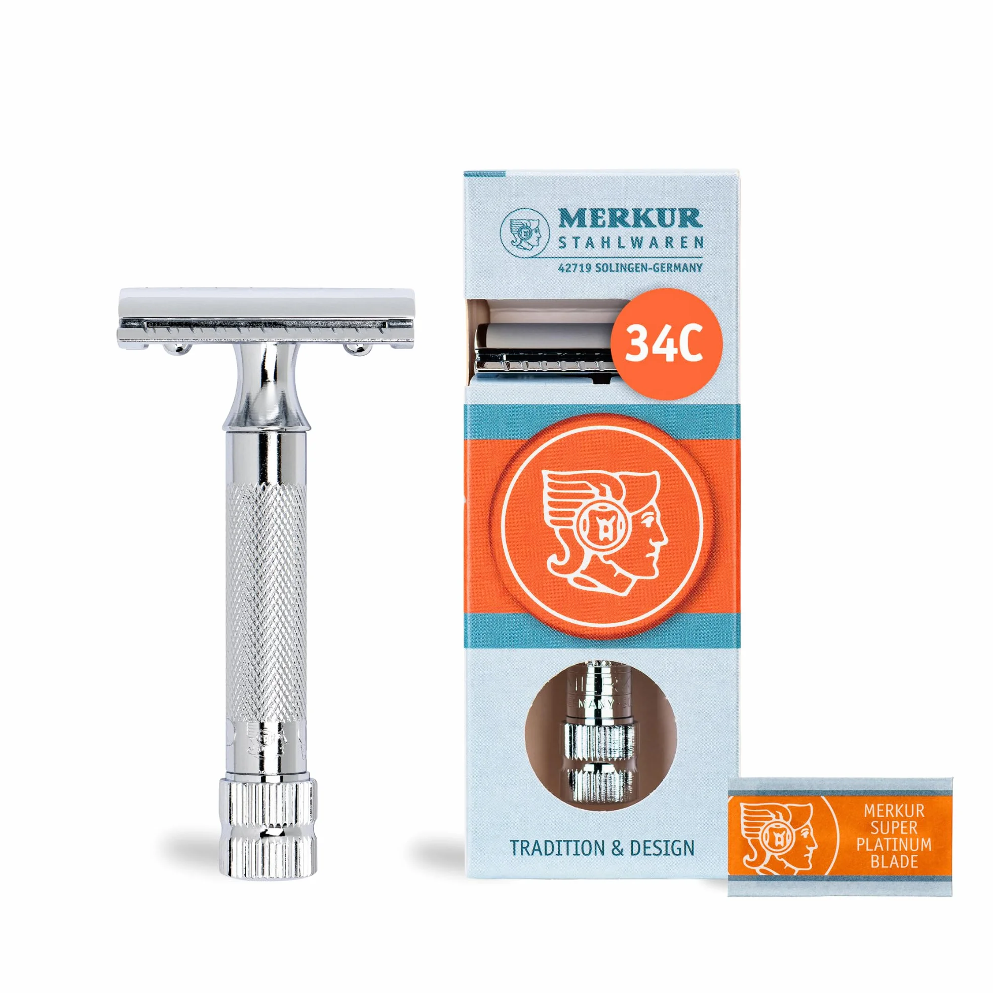 Merkur Razor, Straight Comb, krótki uchwyt, jasny chrom