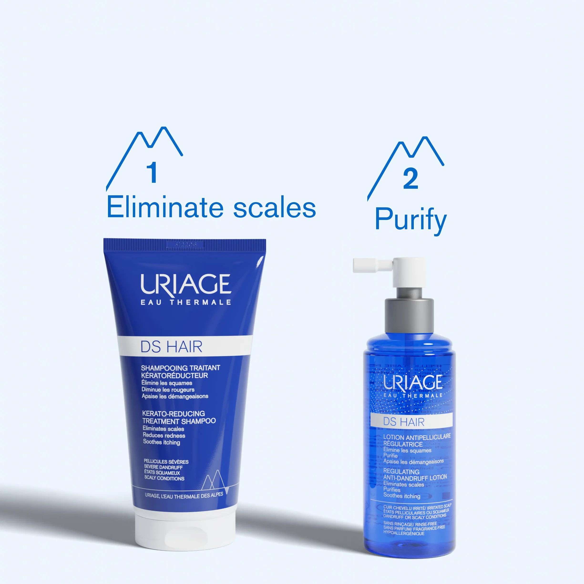 Uriage DS Hair Anti-Dandruff Lotion with Puroctone Olamine & Cade Essential Oil - Reduces Flakes & Instantly Soothes Itching - For Severe Dandruff & Irritated Scalp - Fragrance-free - 100 ml