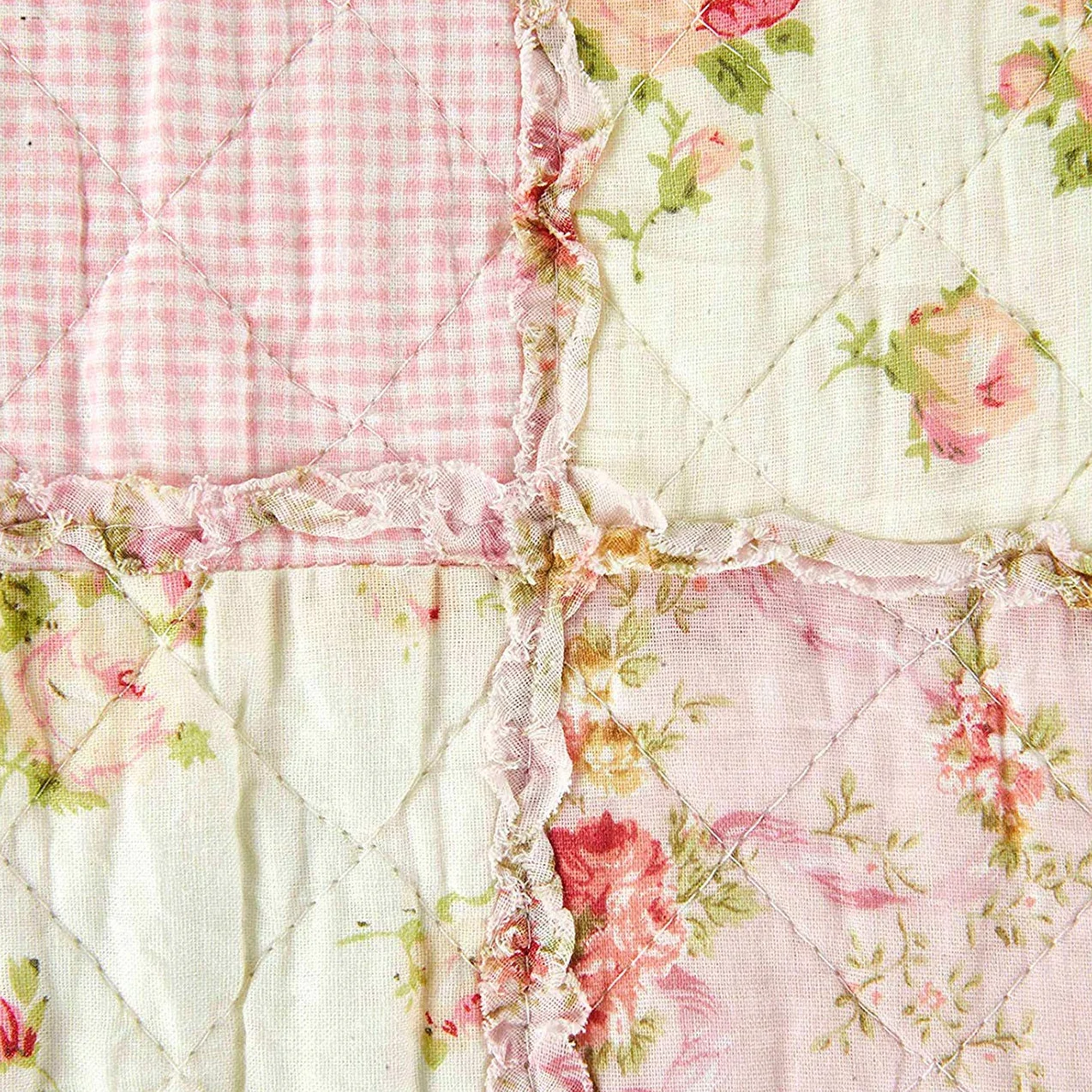 Cozyholy Oryginalna 100% bawełna, patchworkowa, kołdra, podwójna, różowa, kwiatowa, dwustronna, vintage, styl shabby chic, pikowana narzuta na łóżko, na kanapę, sofę