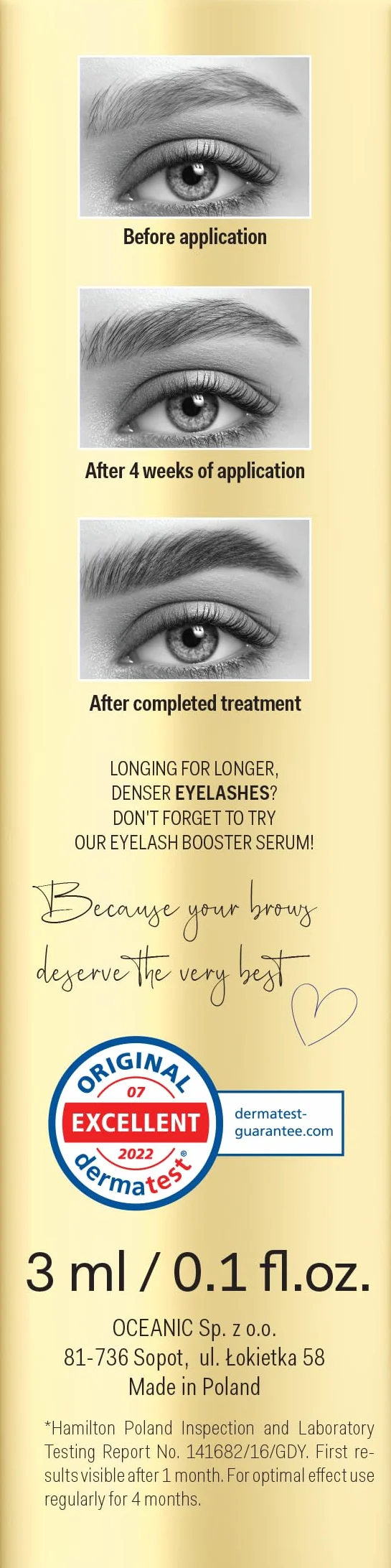 Long4Lashes Booster serum do brwi marki Oceanic | wegańskie serum do brwi – 3 ml (1 opakowanie)
