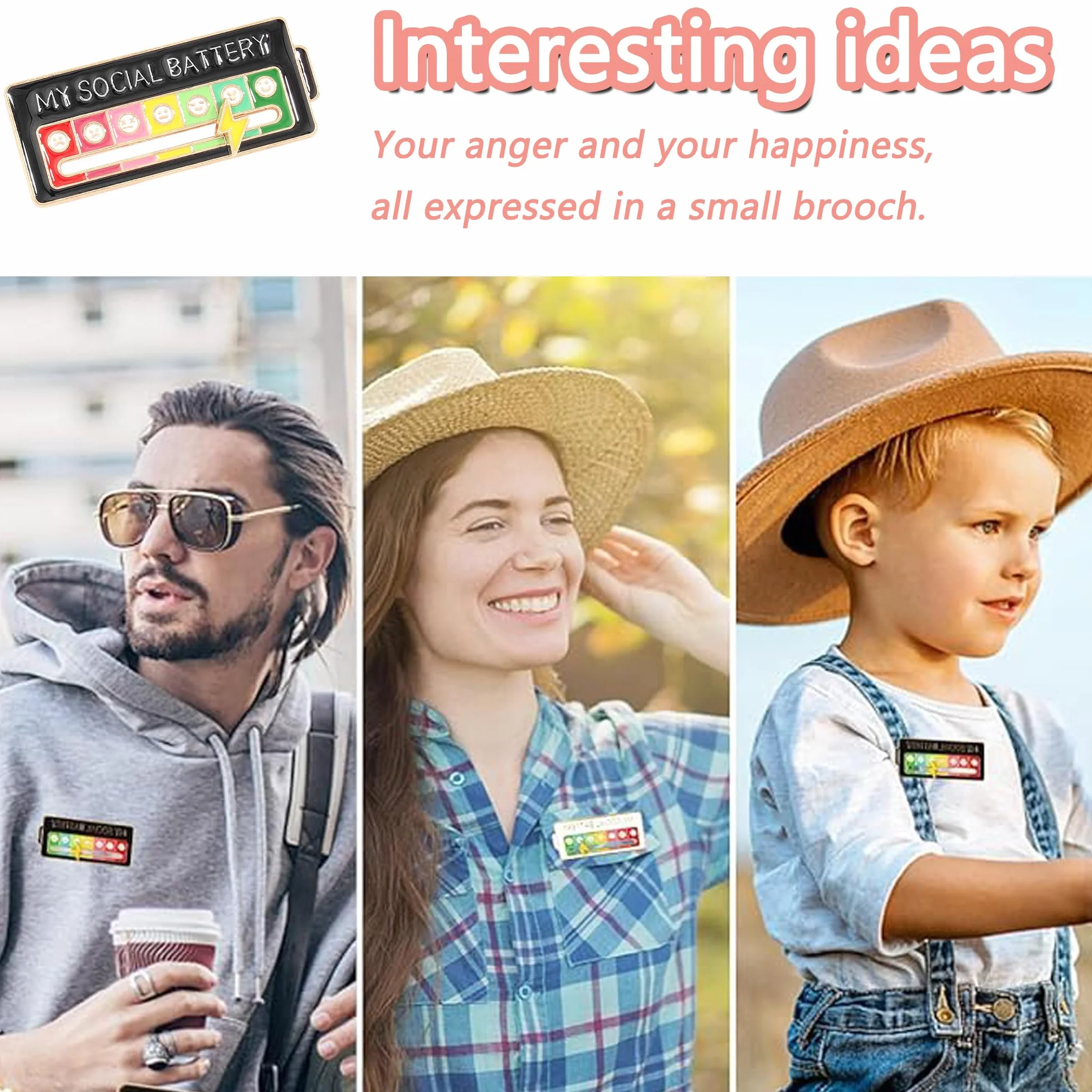 4 Sztuk Broszka Baterii Społecznej, Zabawna Broszka My Pin Social Battery Dla Nastroju Społecznego 7 Dni Broszka Baterii Społecznej Dla Ekspresji Osobiste Emaliowana Broszka Akcesoria Modne