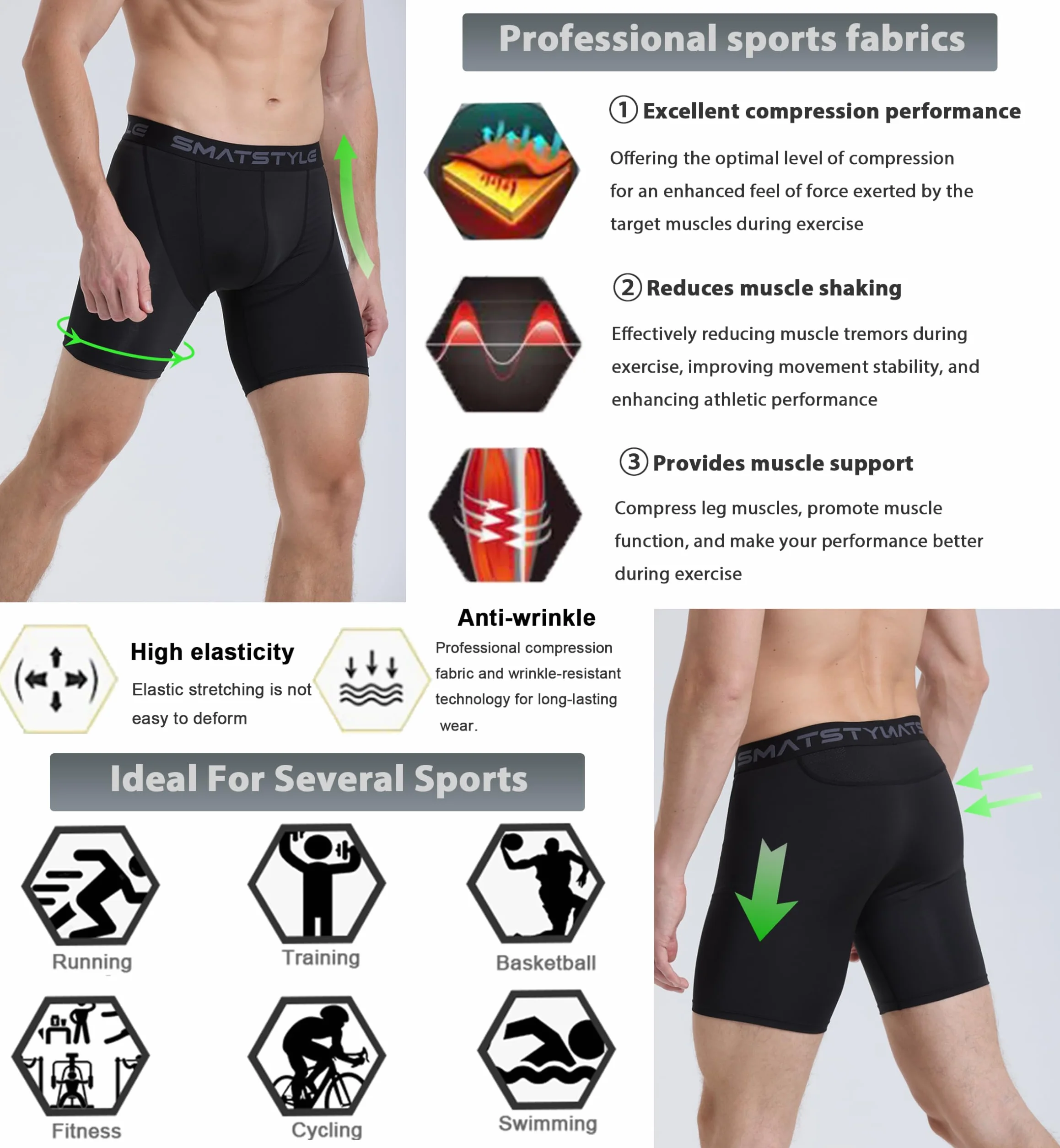 Męskie spodenki kompresyjne Tight Baselayer Running Underwear szybkoschnące spodenki sportowe szorty treningowe