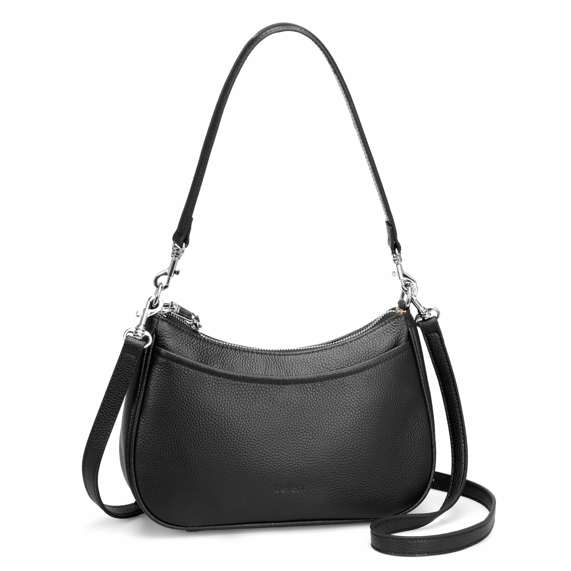 befen Torebka damska z prawdziwej skóry, mała torba na ramię, elegancka torba Hobo Bag dla kobiet, z blokadą RFID, torba na ramię z 2 paskami na ramię – modna, prosta, klasyczna