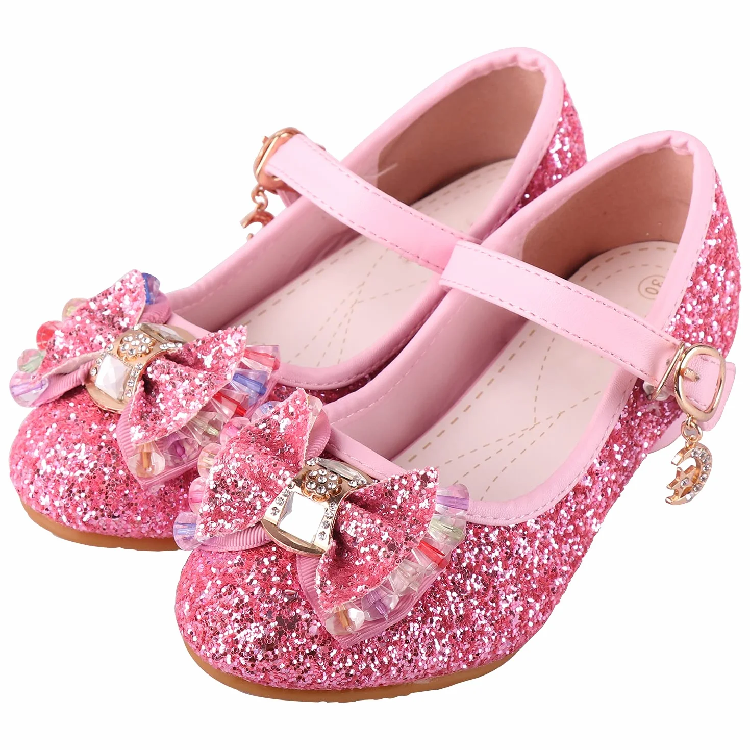 Buty księżniczki, dla dziewcząt, błyszczące buty na obcasie, baleriny na imprezę, karnawał, wesele, Halloween