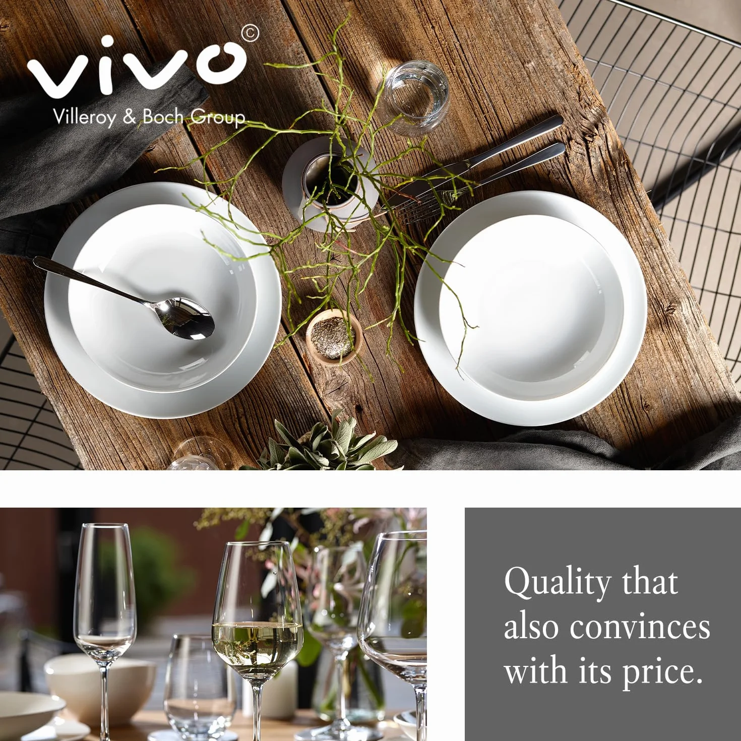 vivo by Villeroy & Boch – Voice Basic komplet sztućców, 30-cz., dla 6 osób, stal nierdzewna, odporne na korozję, można myć w zmywarce