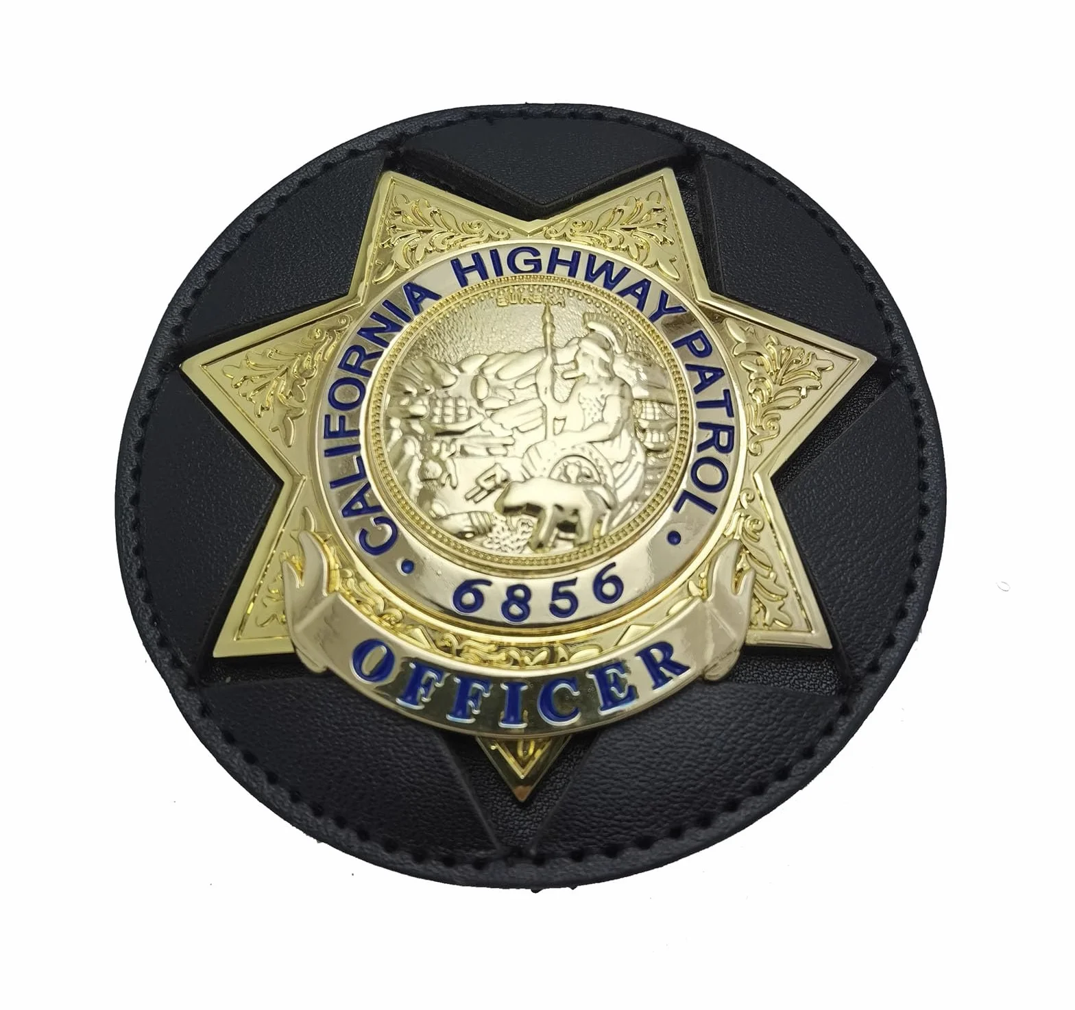 DOGOZ California Highway Patrol California Highway Patrol 6856 Medal Odznaka z inkrustowanym skórzanym etui, kostium dekoracyjny rekwizyt