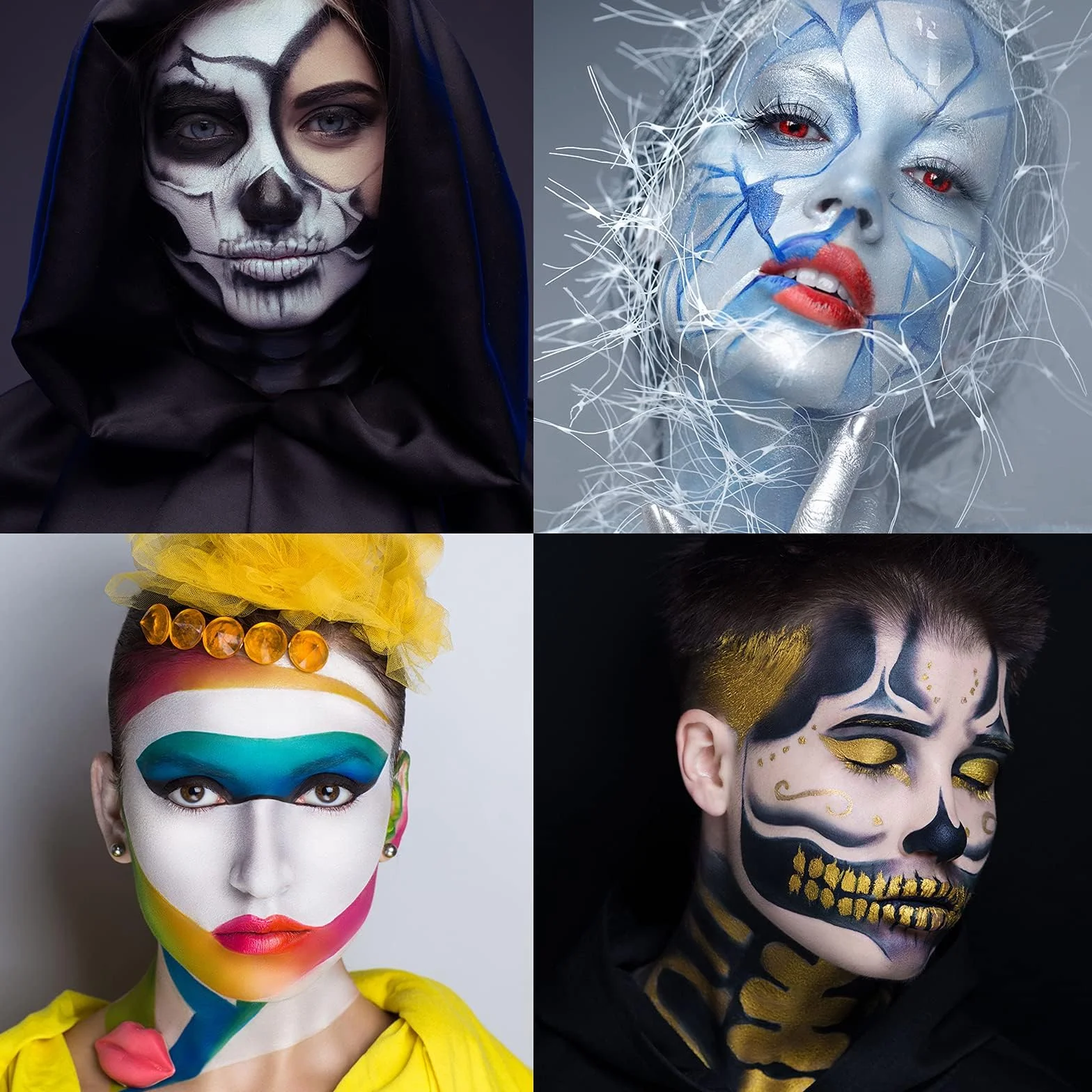 UCANBE Makijaż dziecięcy 18 kolorów – farba do twarzy aktywowana wodą, bezpieczna i nietoksyczna, do makijażu teatralnego, na karnawał, Halloween, imprezę