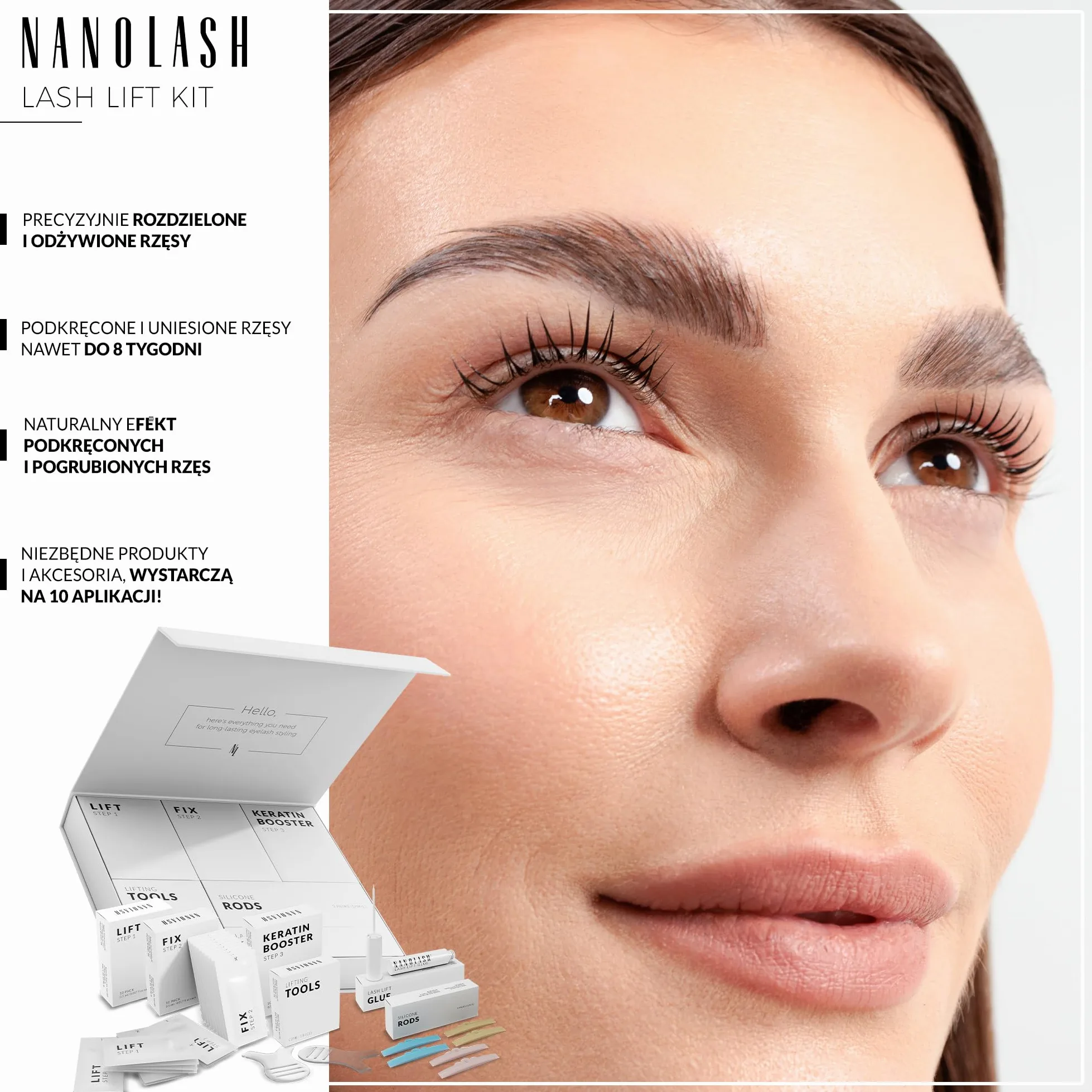 Nanolash Zestaw do liftingu i laminacji rzęs profesjonalny DIY do domu i salonu