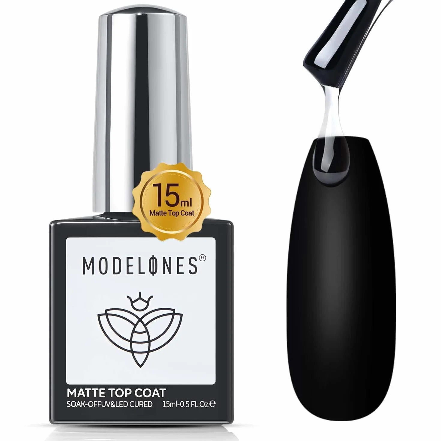 Modelones Matte Top Coat półtrwały lakier do paznokci 15 ml, bez wipe top coat półtrwały żelowy lakier do paznokci UV do manicure'u