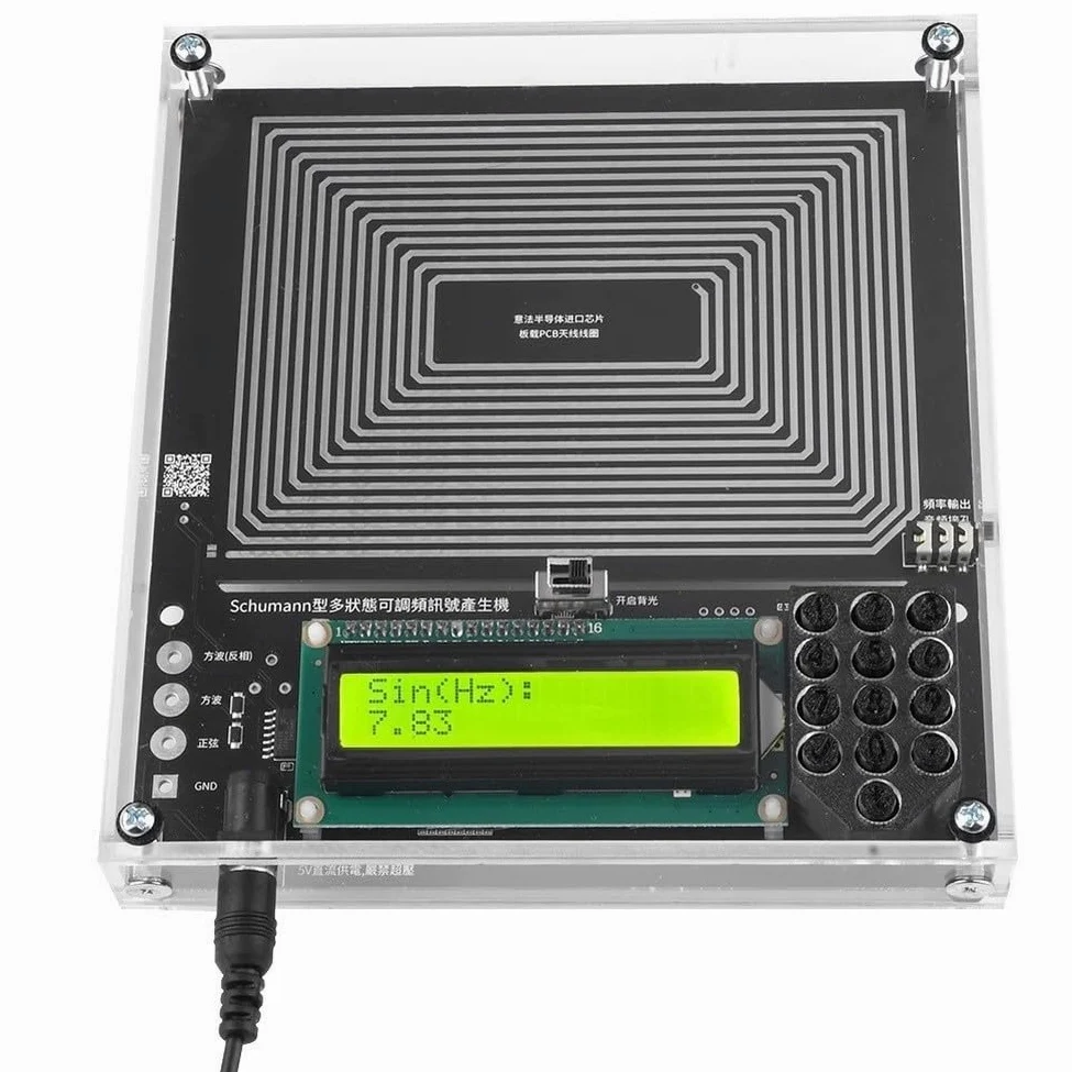 Generator sygnału modulacji fal sinusoidalnych 0,01-30000 Hz z falą sinusoidalną/prostokątną, stabilne wyjście 7,83 Hz, zasilany przez USB, kompaktowy 15 x 15 cm do relaksu i precyzyjnego tuningu