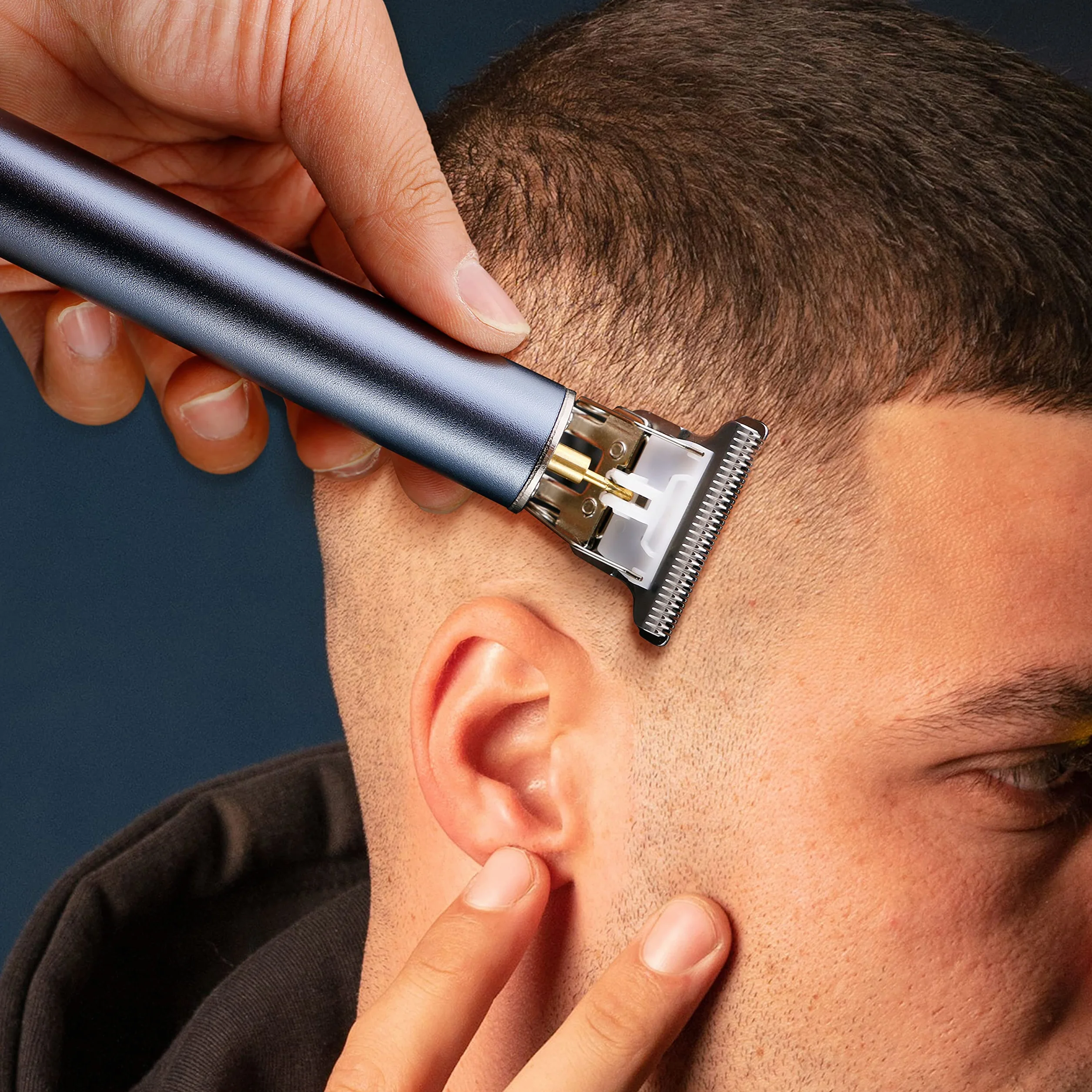 Zestaw do pielęgnacji dla mężczyzn BarberBoss, trymer do włosów z ostrzem w kształcie litery T, 3 grzebienie prowadzące, ładowanie USB, maszynka do strzyżenia włosów dla mężczyzn, QR-2088