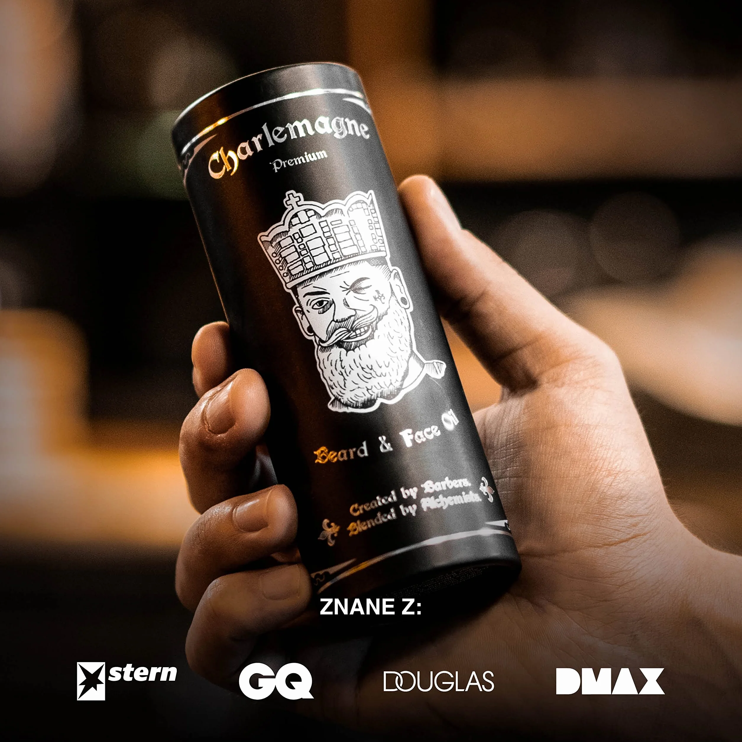 Olejek do brody Charlemagne - 100% wegański wyprodukowany w Niemczech, (Leather Scent) naturalny do pielęgnacji, stymuluje wzrost - Wegański Beard Oil