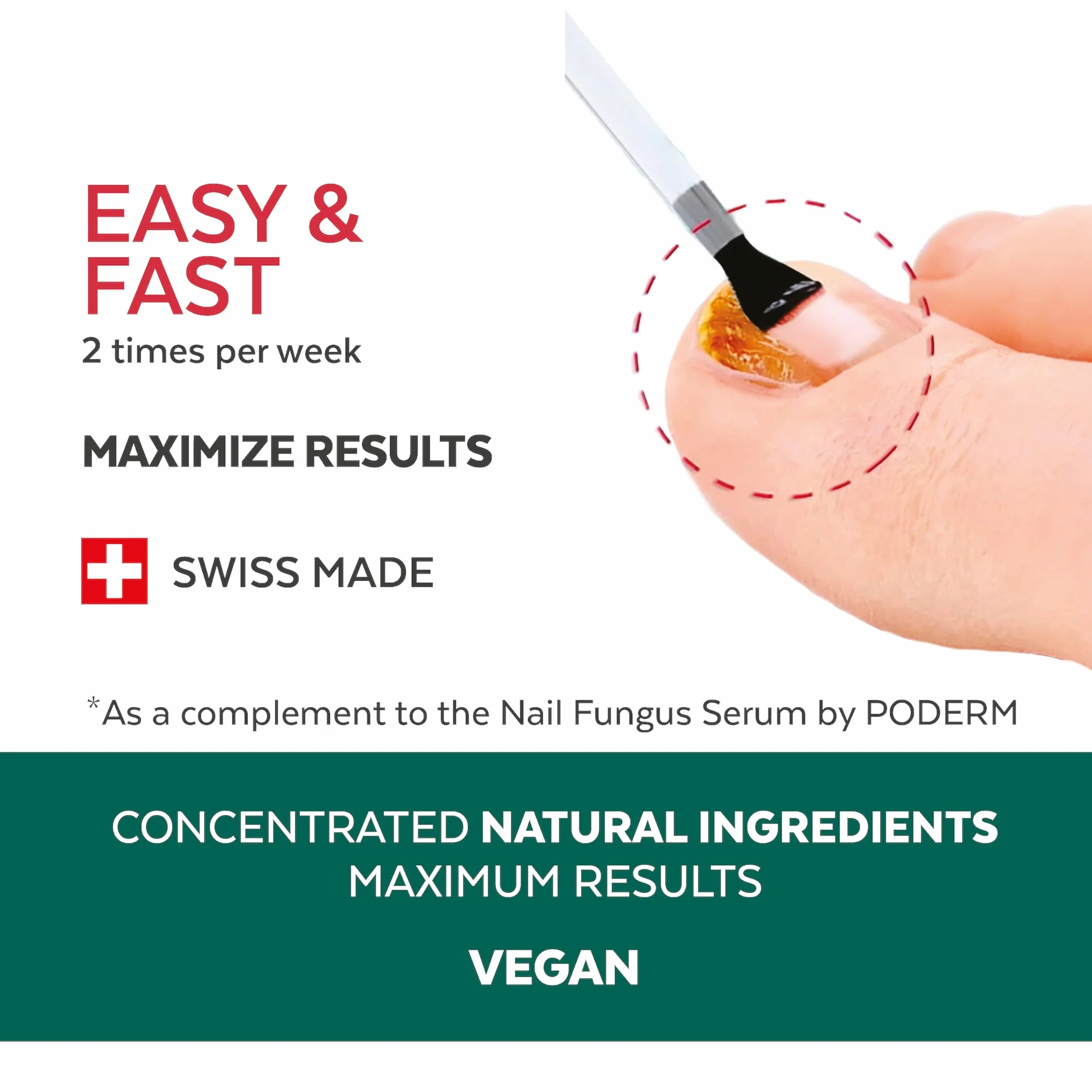 PODERM - UZUPEŁNIANIE MIKOZY NAILS - Trudne leczenie grzybicy paznokci - Dzieli się na 2 Czas zabiegu - Nie stosować samodzielnie - Swiss Made