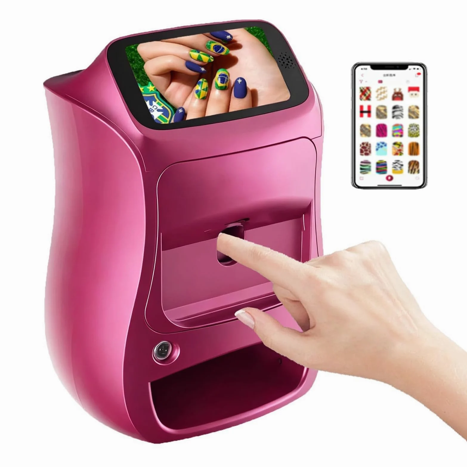 Instant Nail Artist Drukarka 3D, Szybkie Drukowanie w 20s i 5" Ekran Dotykowy, Tryb WiFi/DIY do Domu/Studiów Paznokci, 3000+ Wzorów Paznokci, Zawiera Suszarkę do Paznokci/Lakiery