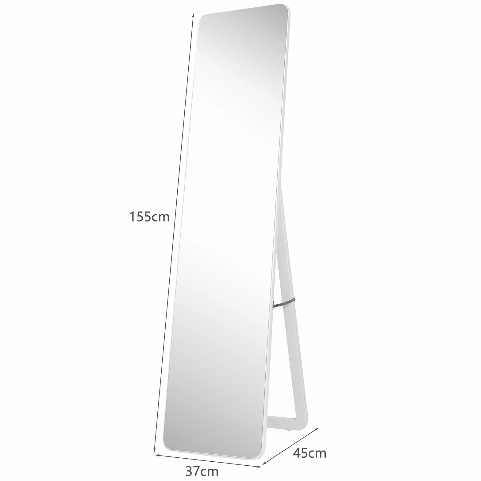GOPLUS 2 w 1 Lustro Obejmujące Całą Sylwetkę, Duże Lustro Stojące 155 cm × 37 cm z Ramą z Litego Drewna & Haczykami, HD Lustro Ścienne z Ochroną Przed Rozbiciem, Lustro Stojące do Drzwi, Salonu