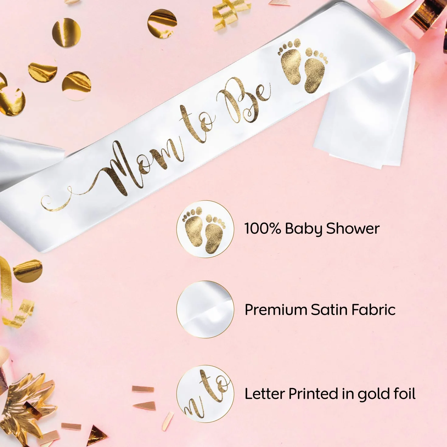OLILLY Szarfa Mom to Be na baby shower