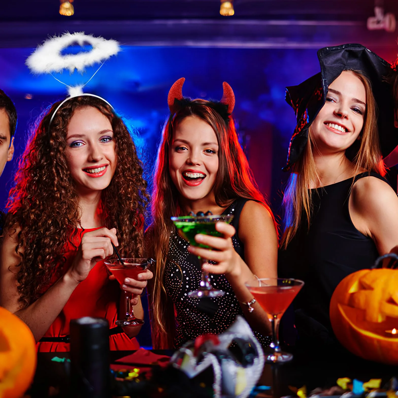 Lusofie Halloween cosplay anioł aureola opaska na głowę diabły rogi opaska na głowę anioł i diabeł kostiumy akcesoria na Halloween Boże Narodzenie maskarada