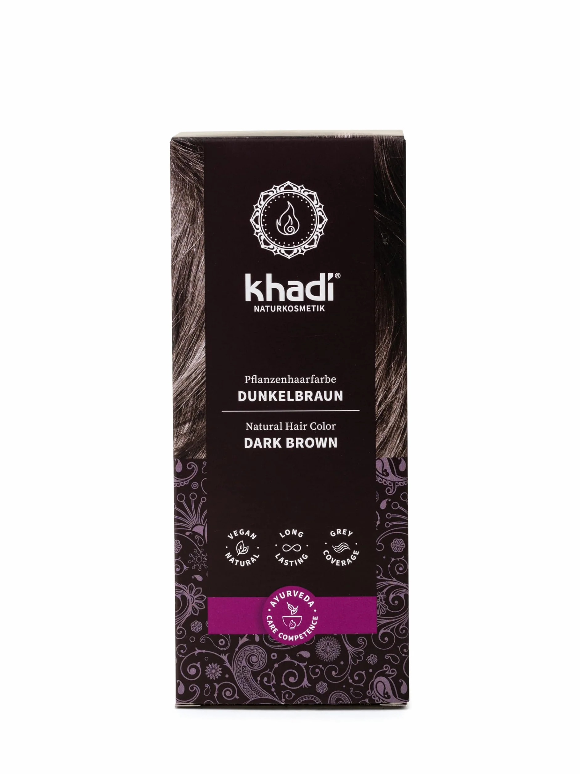 Khadi CIEMNY BRĄZ roślinna farba do włosów, 100g
