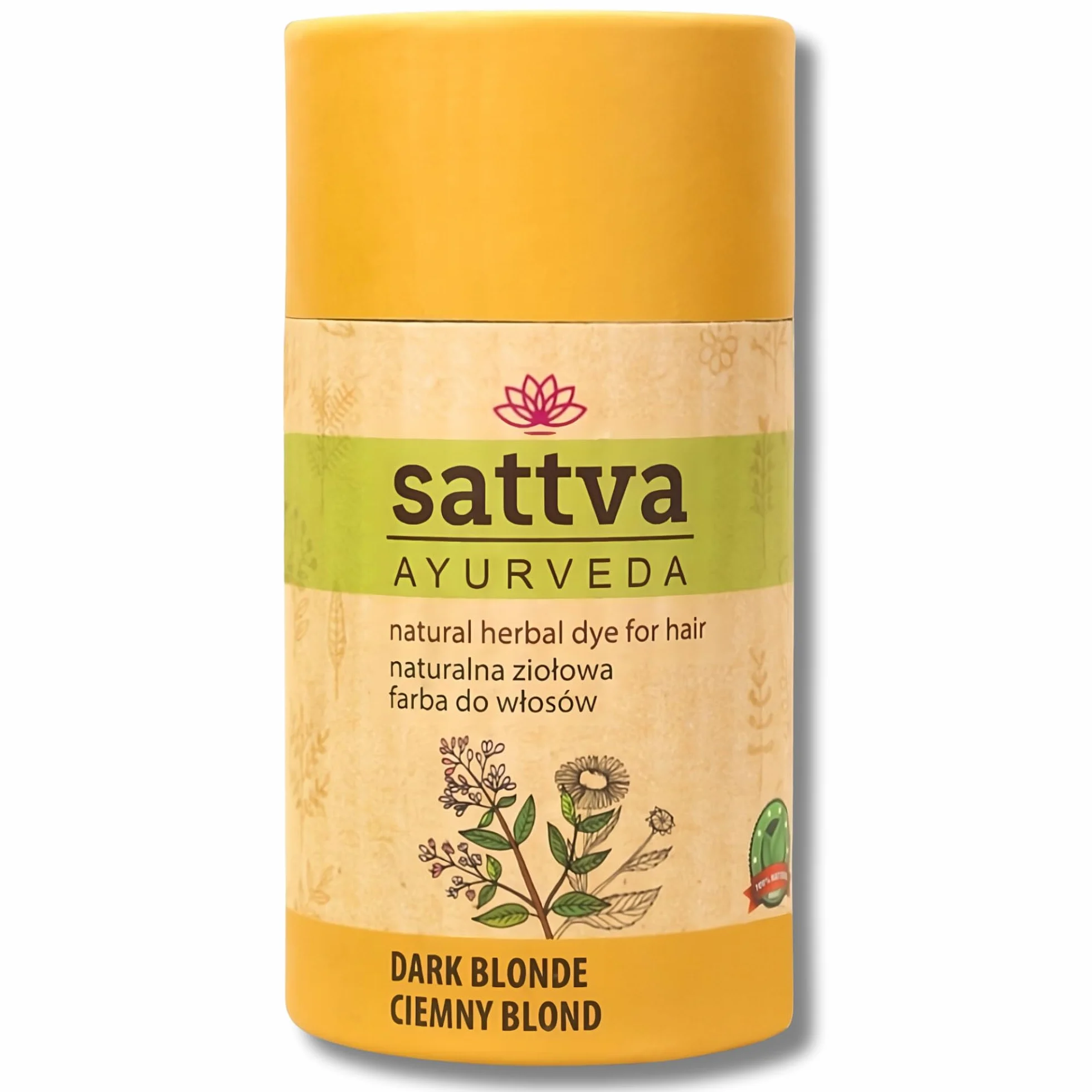 Sattva ECOCERT Naturalna farba do włosów na bazie roślin, henna, podwójna porcja, ciemny blond 150