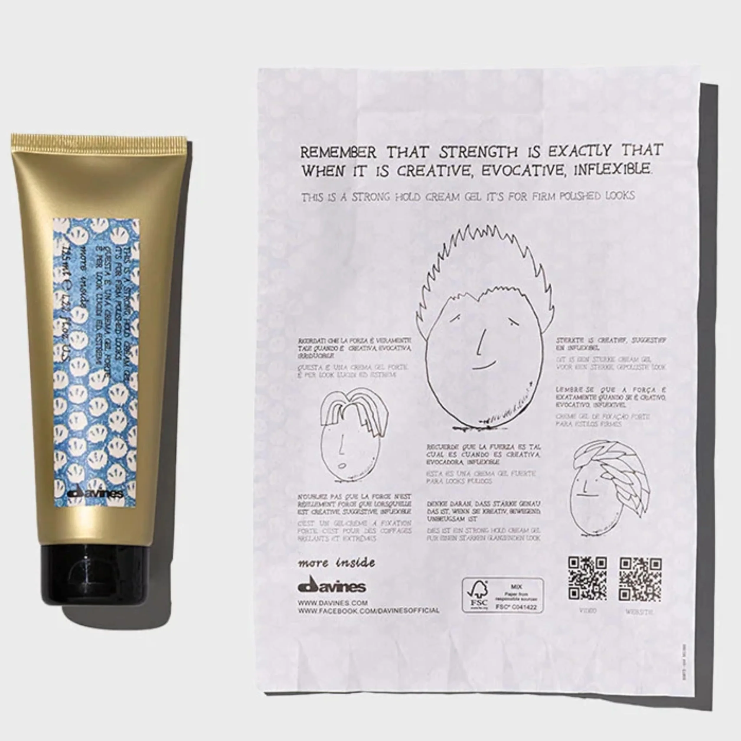 Davines More Inside This Is A Strong Hold Cream Gel (For Firm Polished Looks) 125 ml