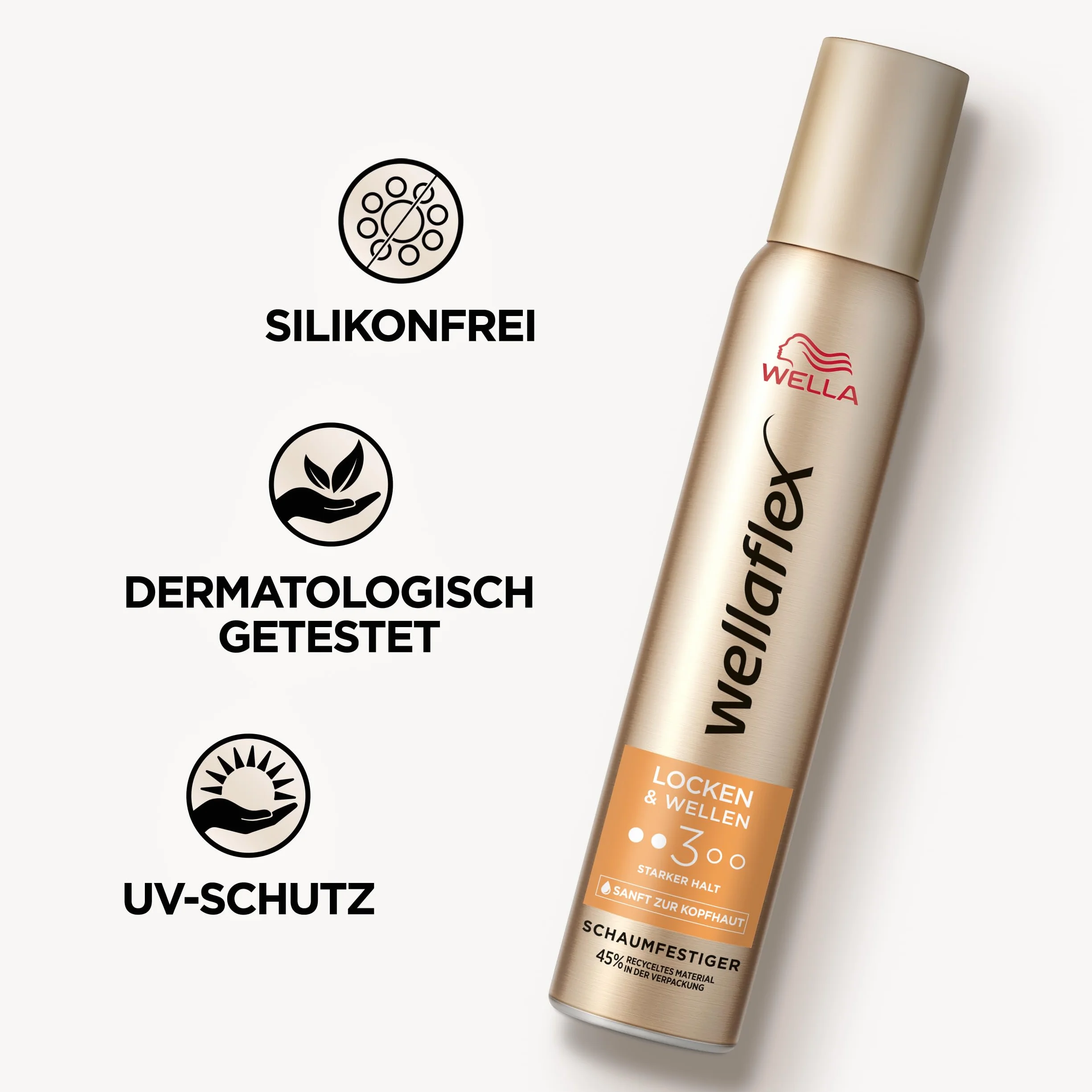 Wellaflex Pianka wzmacniająca loki i fale dla kobiet | mocne trzymanie do 24 godzin | do zwichniętych loków | delikatny dla skóry głowy, testowany dermatologicznie | nie zawiera silikonów | stopień