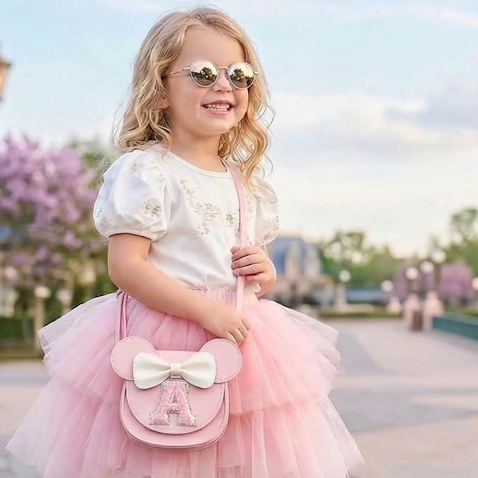 KU Prezent dla dziewczynki Little Mouse Ear Bow Crossbody Purse, PU mini torebka, torba na ramię dla dzieci, dziewczynek, małych dzieci w wieku 2-8 lat