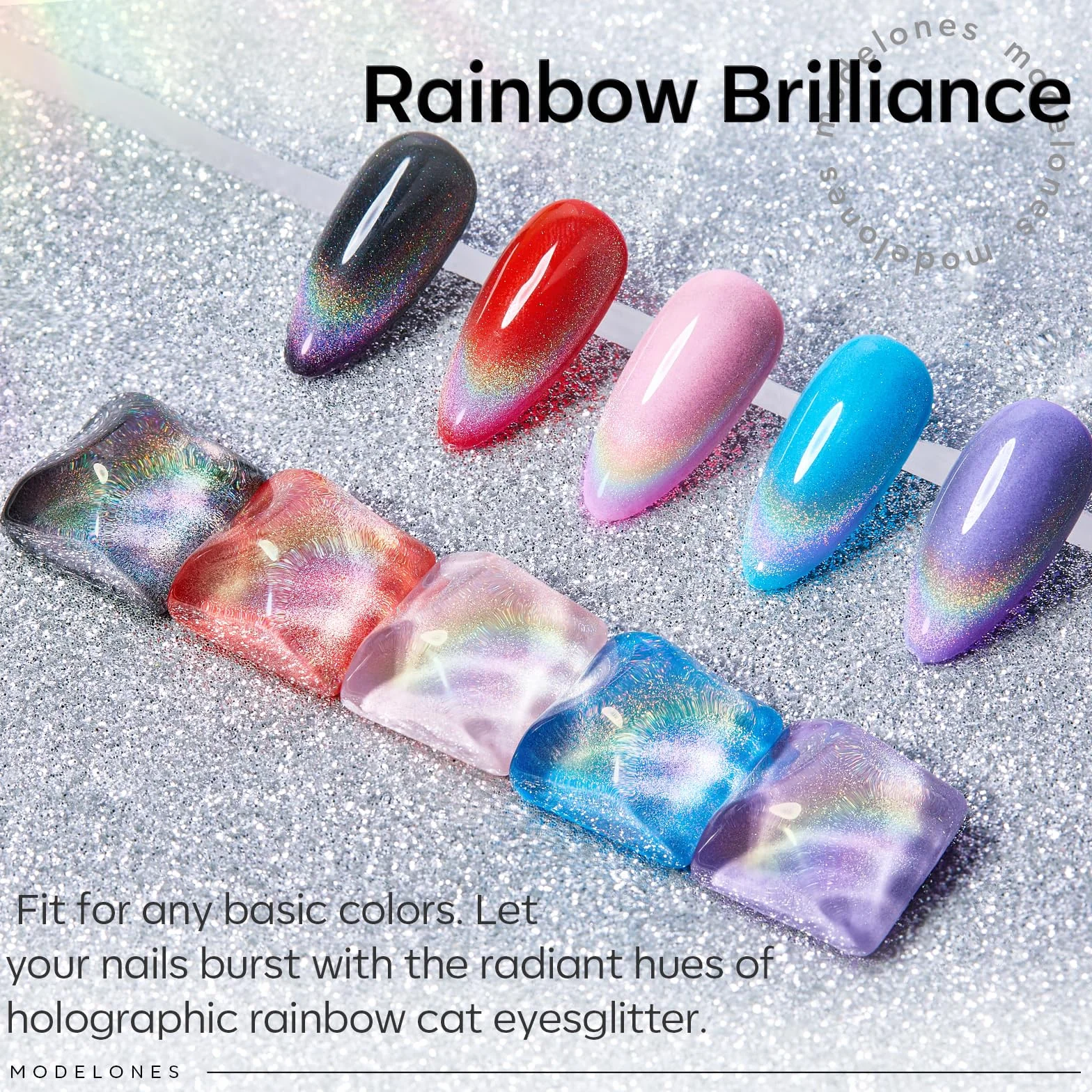 Modelones Błyszczący Lakier do Paznokci UV 10 ml, Bez Wycierania, Magnetyczny Lakier Ochronny do Paznokci Żelowych, Manicure, Stylizacji Paznokci