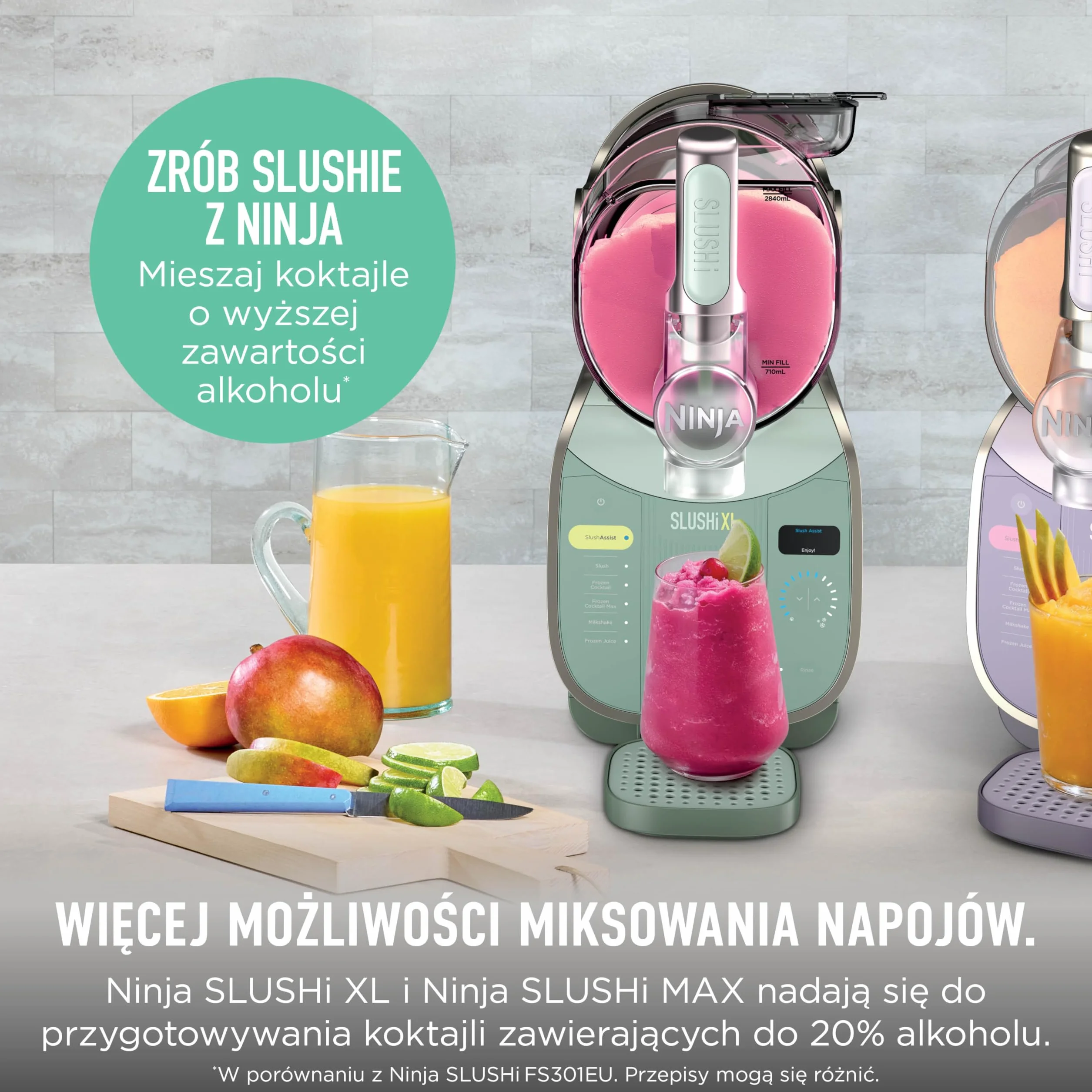 Ninja SLUSHi XL wielofunkcyjna maszyna do mrożonych napojów z technologią SlushAssist, Bardzo duża pojemność 3,7l (maks. napełnienie 2840ml), Przygotuj slushie, mrożone koktajle itp. Zielony FS601EUGN