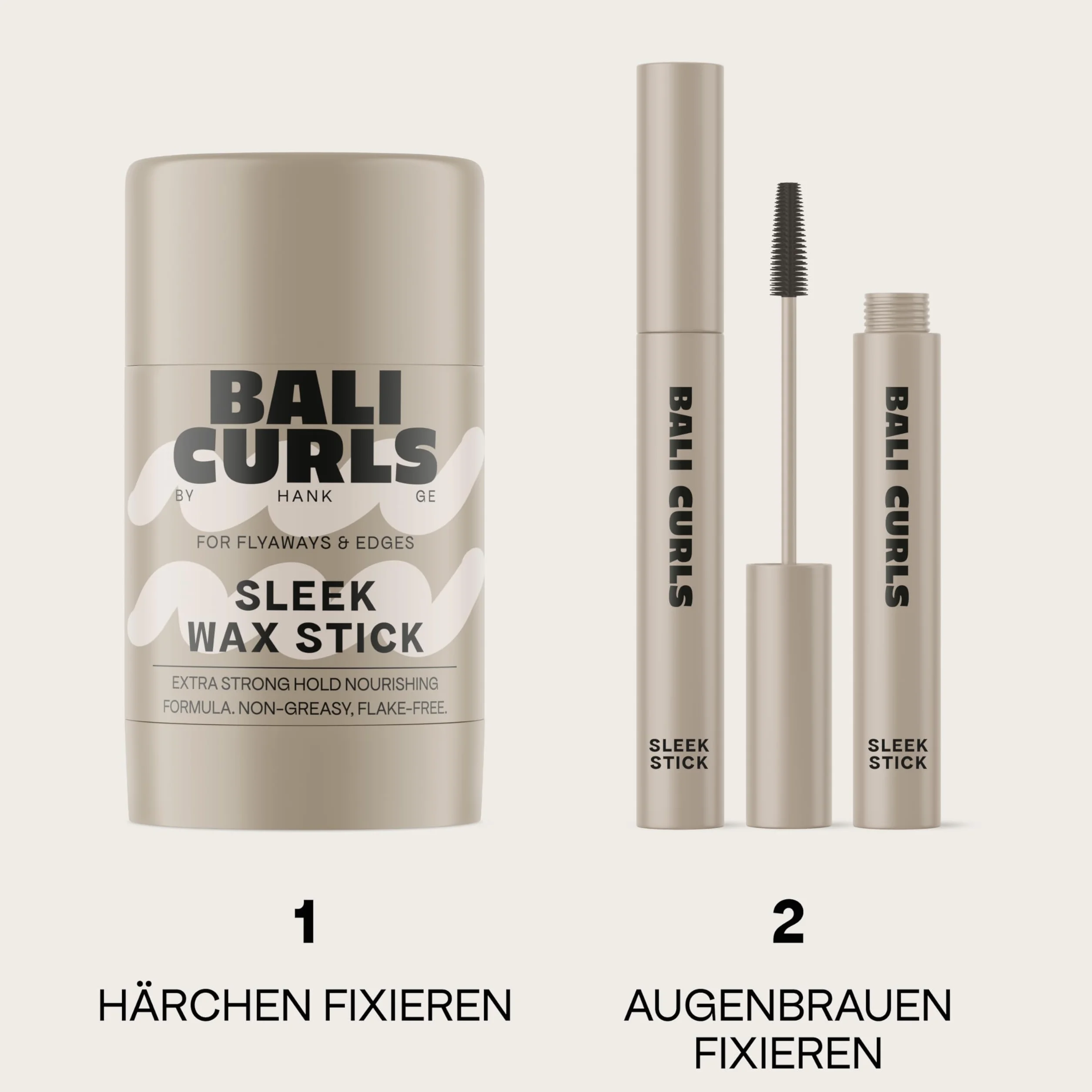 Bali Curls Sleek Wax Stick – bardzo mocny sztyft do stylizacji eleganckiego wyglądu i kucyków – przezroczysty wosk do włosów przeciwko latającym włosom – wegański – 40 g