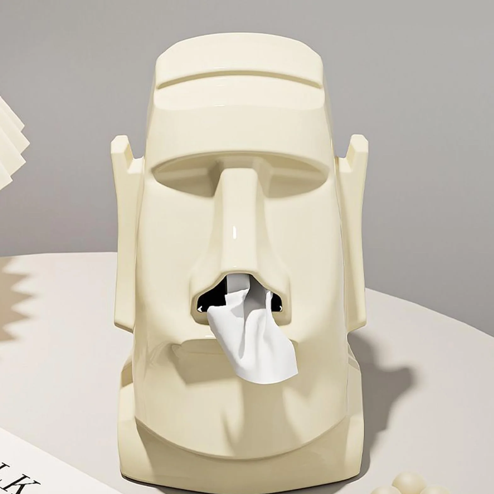 Tissue Box Holder, Creative Tissue Boxes, 9.25x6.69x5.71 Inches Compact Freestanding Dispenser Organizer, Farmhouse Decor for Home Bathroom Kitchen, Bedside Tables, White