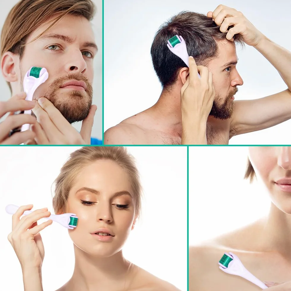 ACWOO Roller do brody 0,5 mm, Derma roller, Mikroigłowa rolka do brody, stymulująca wzrost, Derma roller do twarzy/ciała, Mikroigłowy pen do usuwania blizn, Mikroigłowa rolka do pielęgnacji skóry